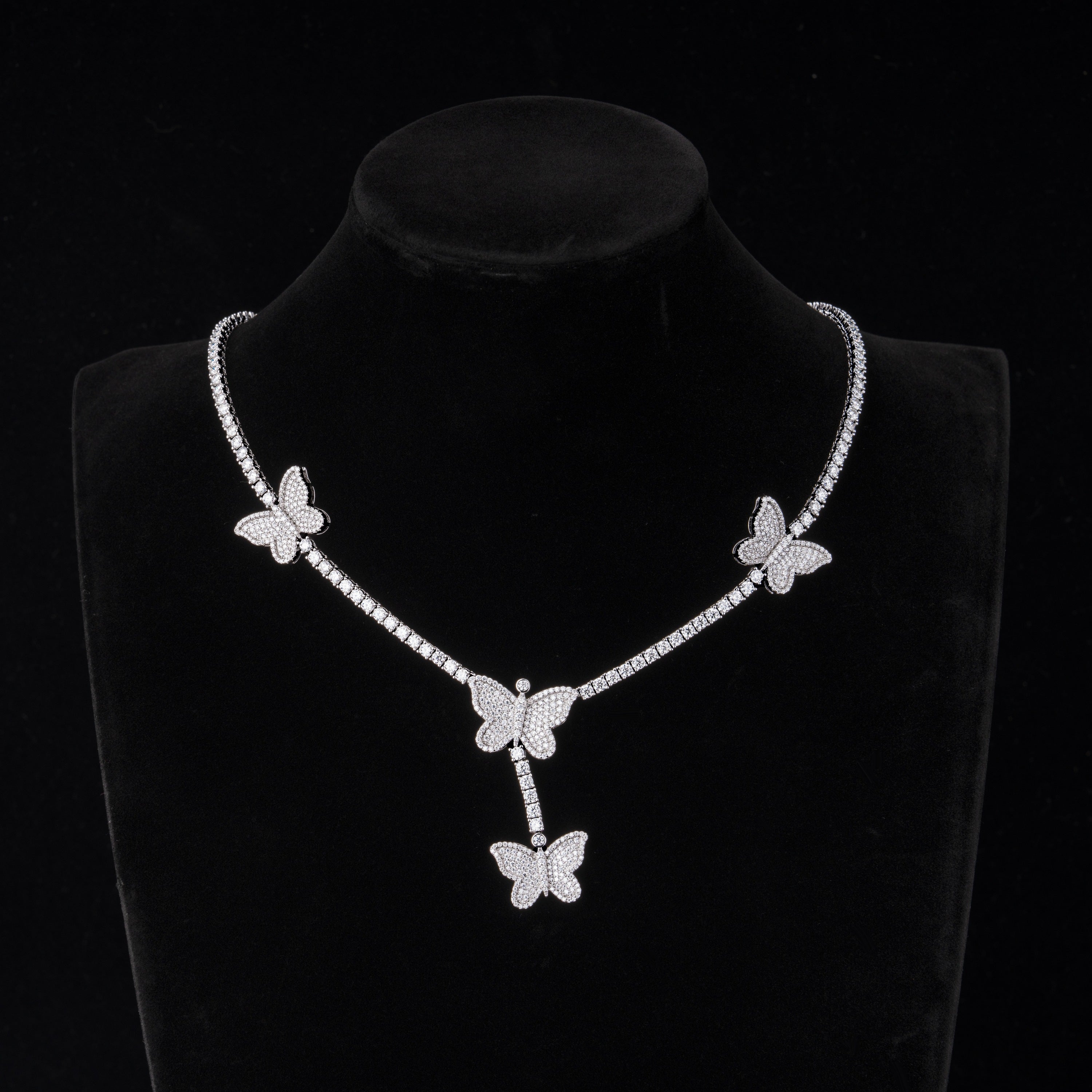3MM Butterfly Moissanite Tennis Chain Necklace – alternate product view 5