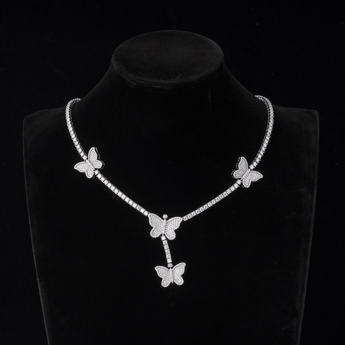 3MM Butterfly Moissanite Tennis Chain Necklace – alternate product view 5