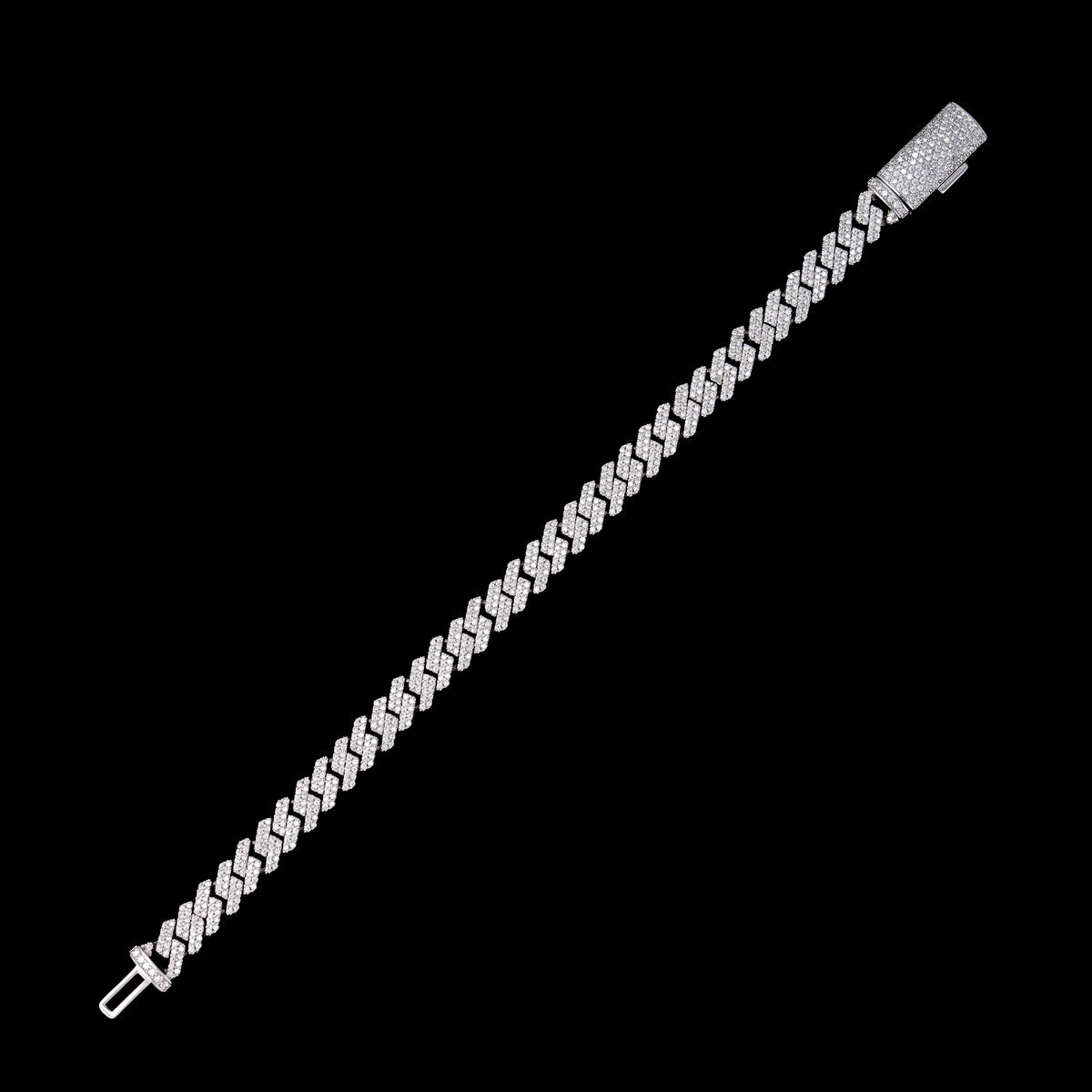 8MM 2 Row Stone Cuban Chain Moissanite Necklace & Bracelet – alternate product view 7