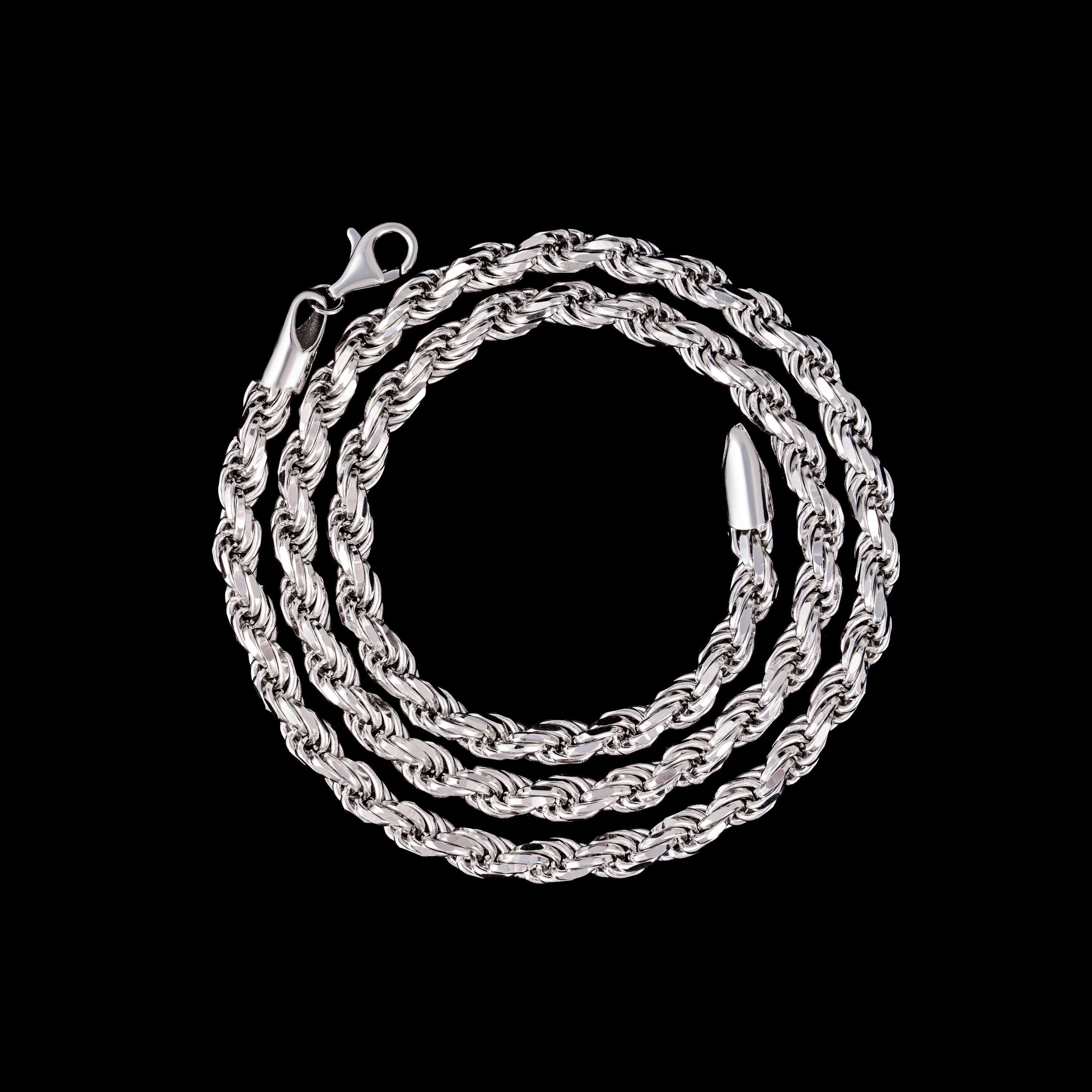 6MM Polished Rope Link Chain Classic Twisted Silver Chain – alternate product view 5