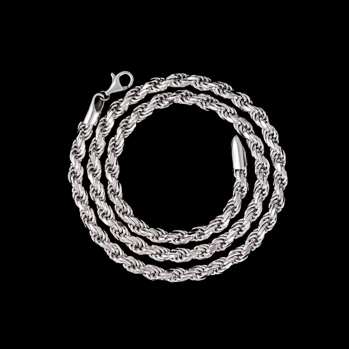 6MM Polished Rope Link Chain Classic Twisted Silver Chain – alternate product view 5