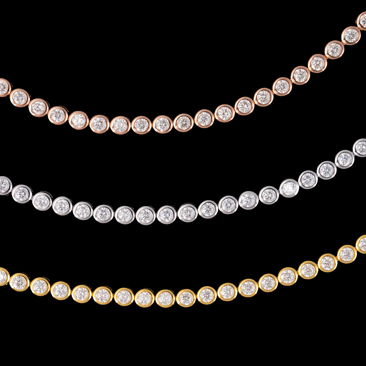 3MM Moissanite Round Bezel Tennis Bracelet – alternate product view 5