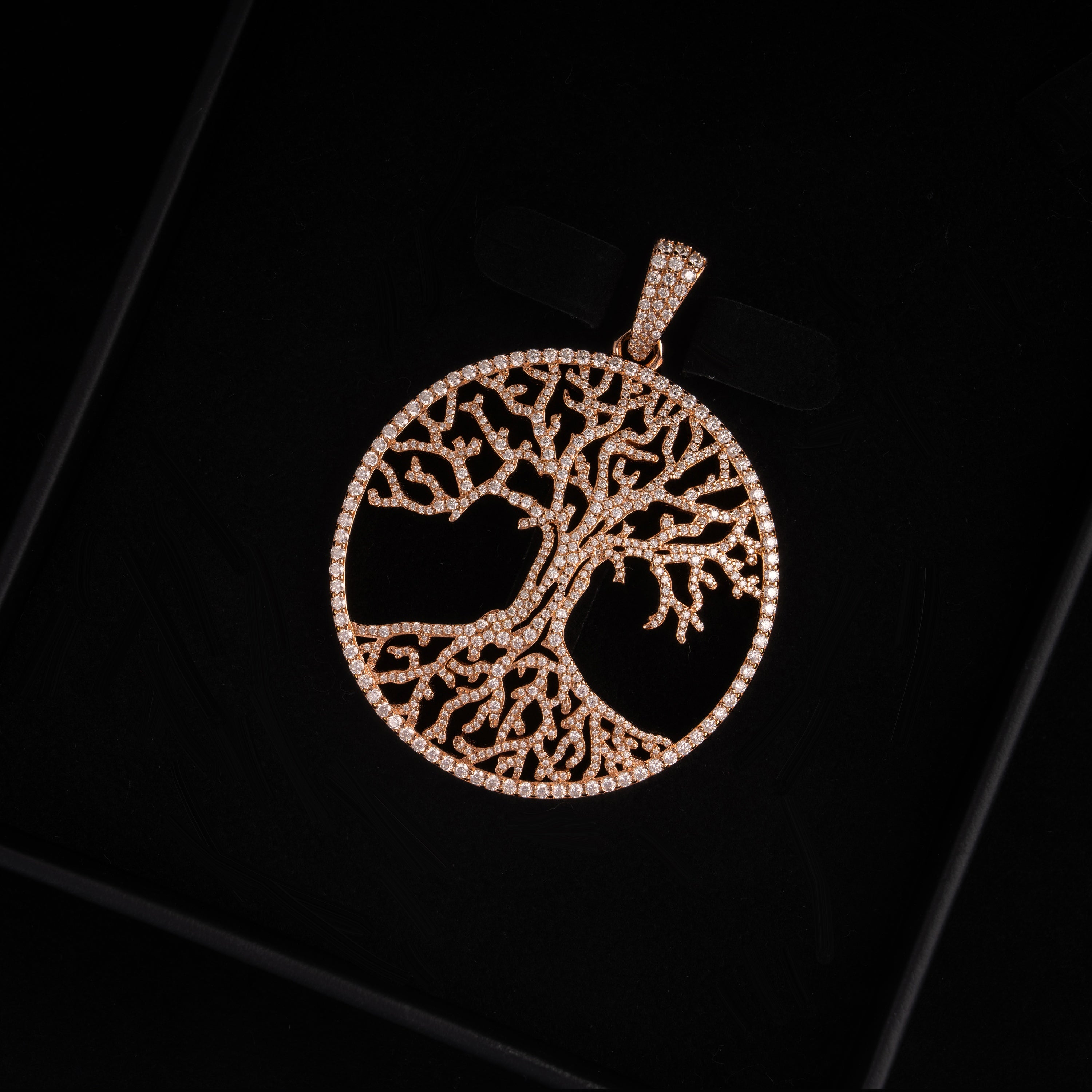 Iced Out Tree of Life Pendant – Moissanite Circle Charm – alternate product view 4