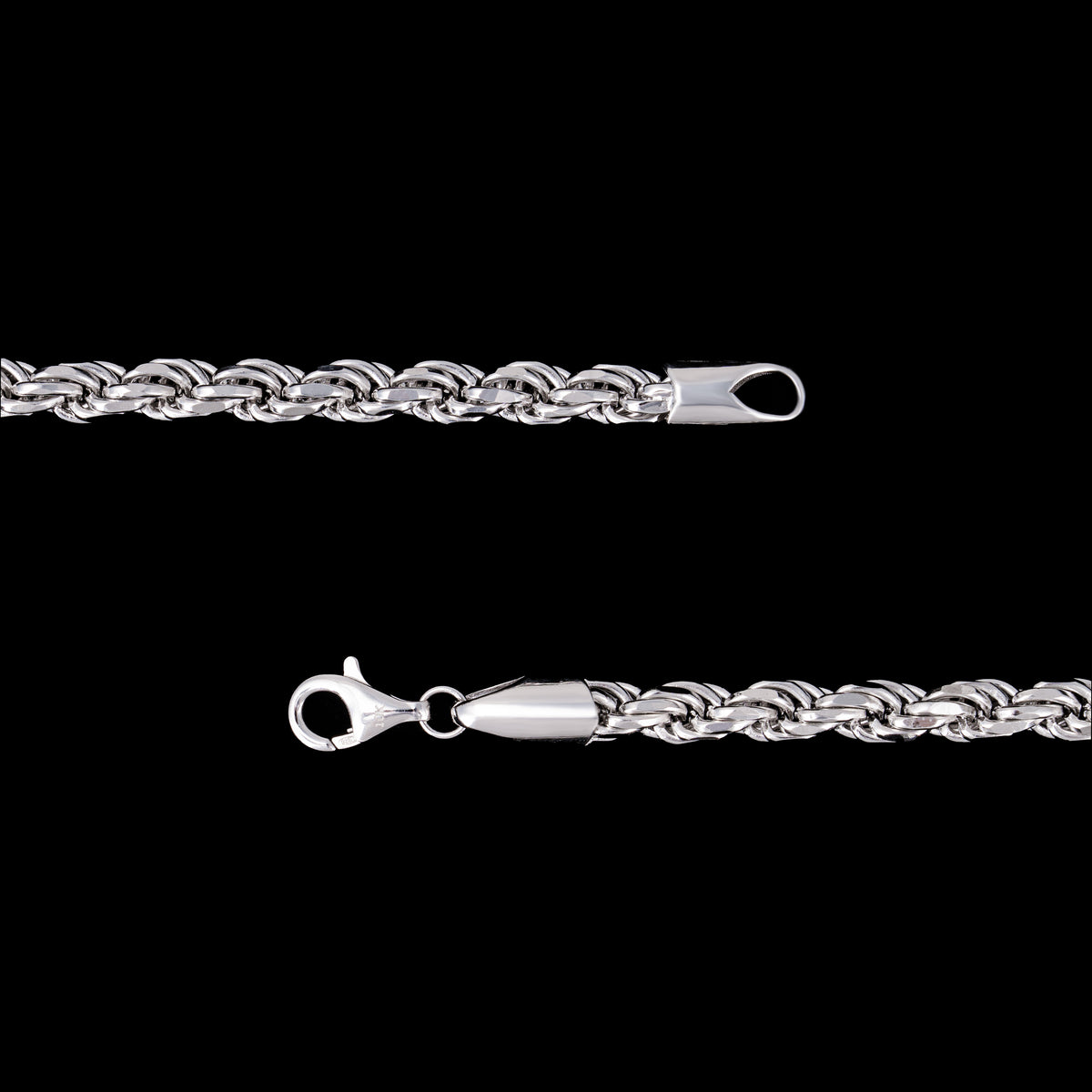 6MM Polished Rope Link Chain Classic Twisted Silver Chain – alternate product view 6