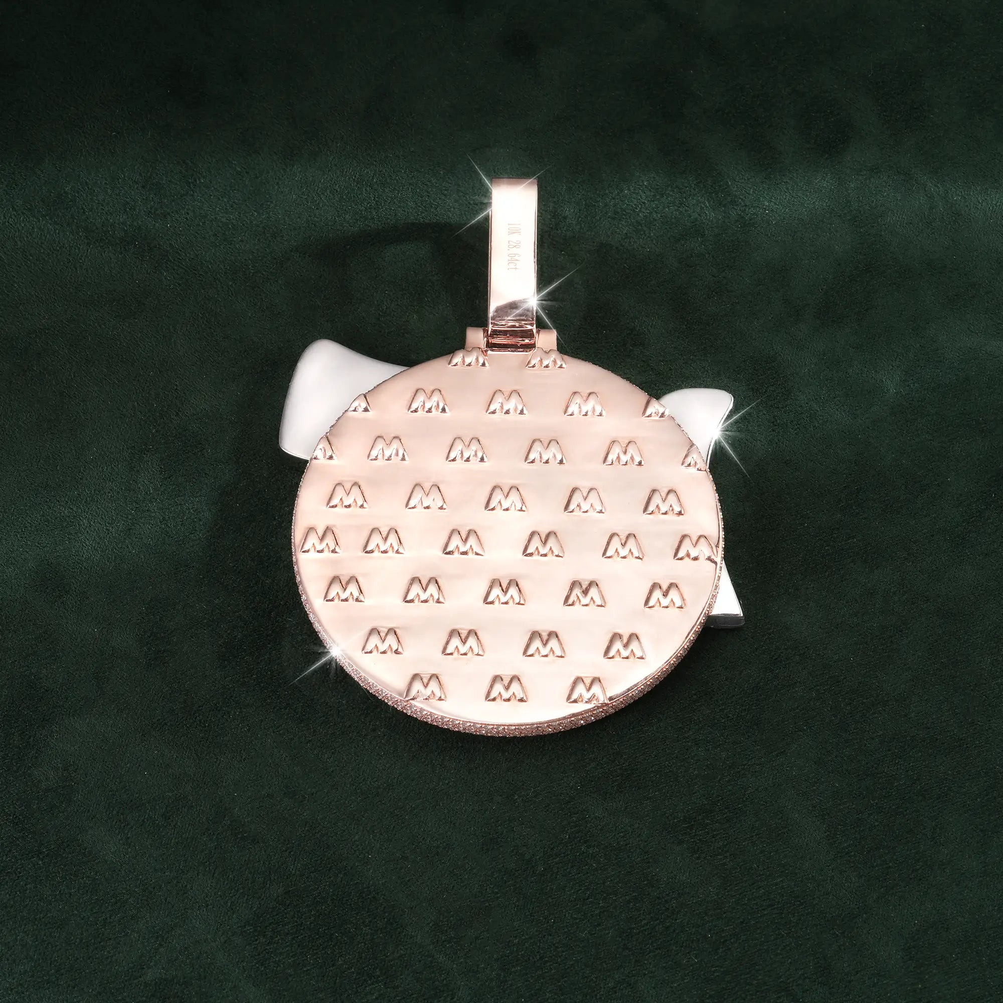 Custom “4F” Round Medallion Pendant – Iced-Out Hip Hop Charm – alternate product view 4