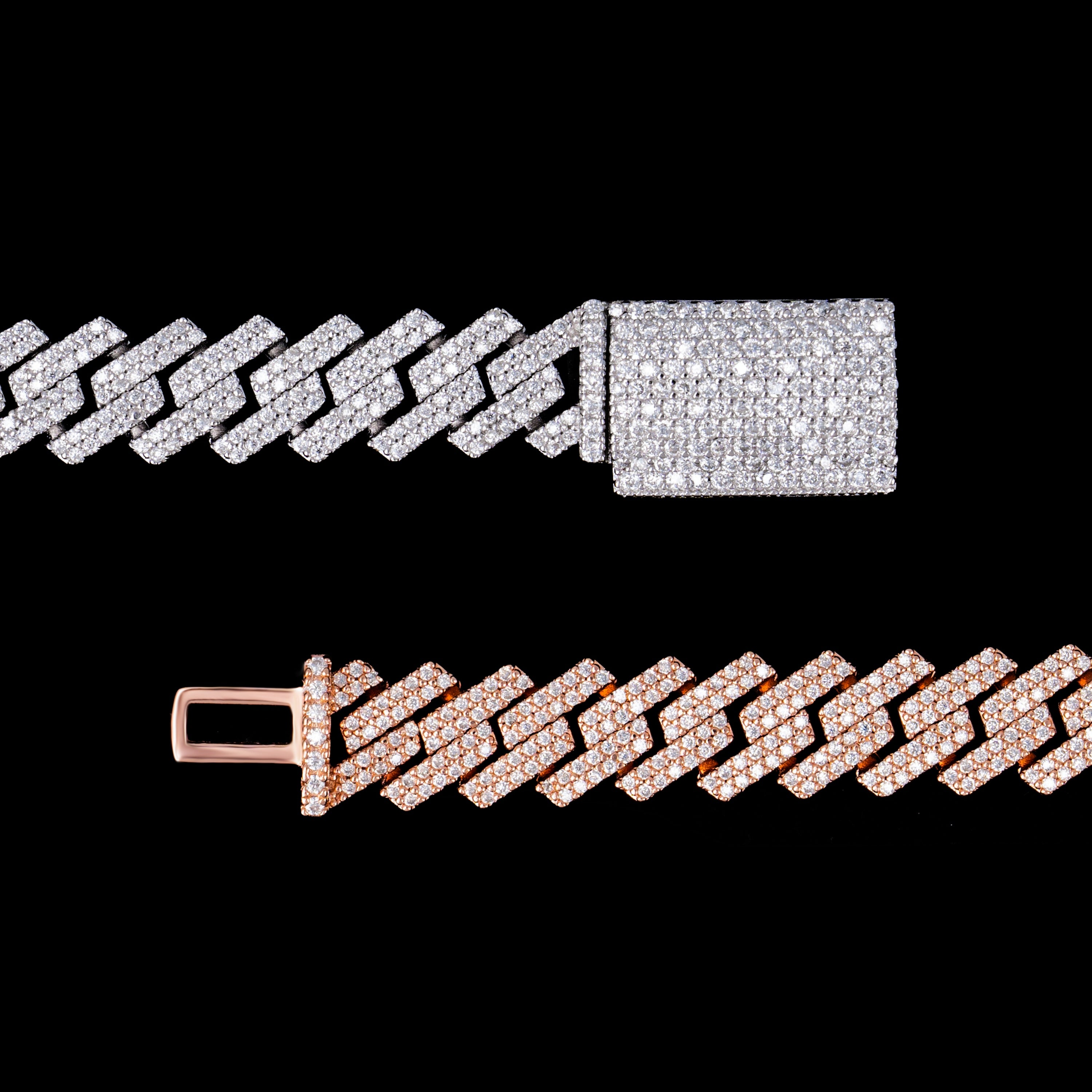10MM 2 Row Stone Cuban Chain Moissanite Necklace & Bracelet – alternate product view 7