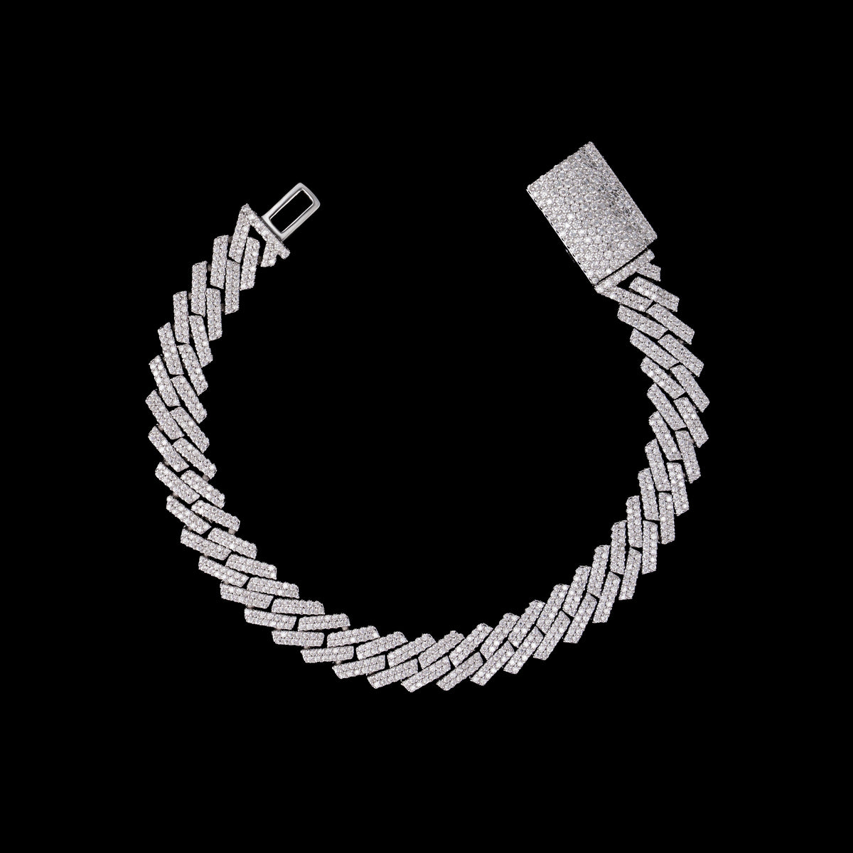 10MM 2 Row Stone Cuban Chain Moissanite Necklace & Bracelet – alternate product view 5