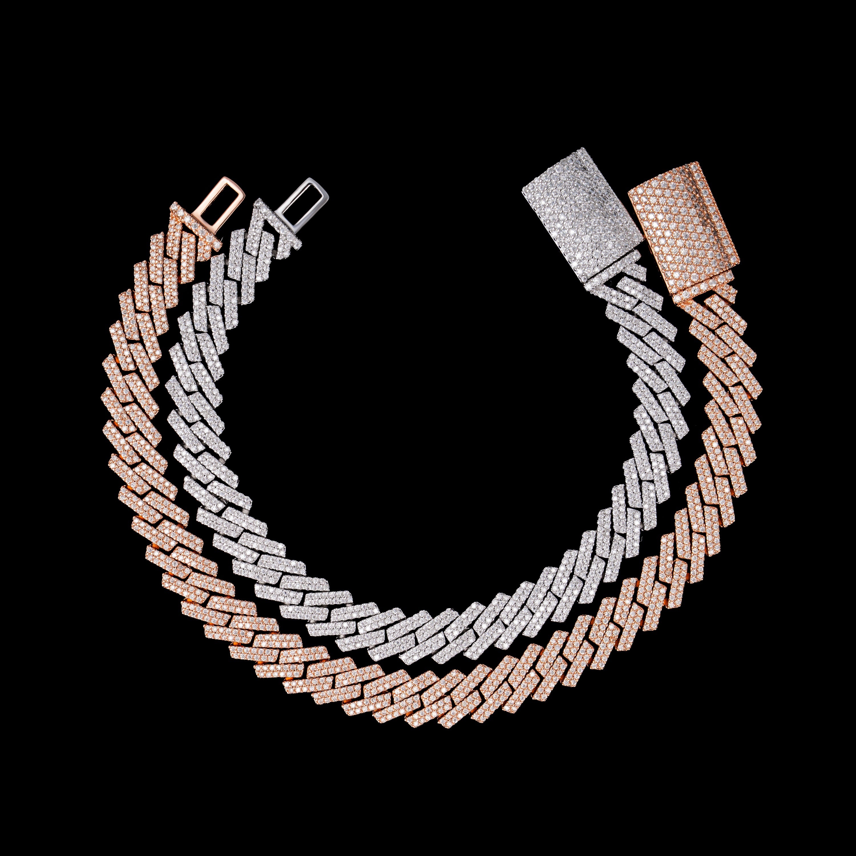 10MM 2 Row Stone Cuban Chain Moissanite Necklace & Bracelet – alternate product view 9