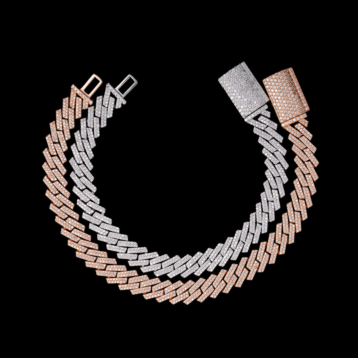 10MM 2 Row Stone Cuban Chain Moissanite Necklace & Bracelet – alternate product view 9