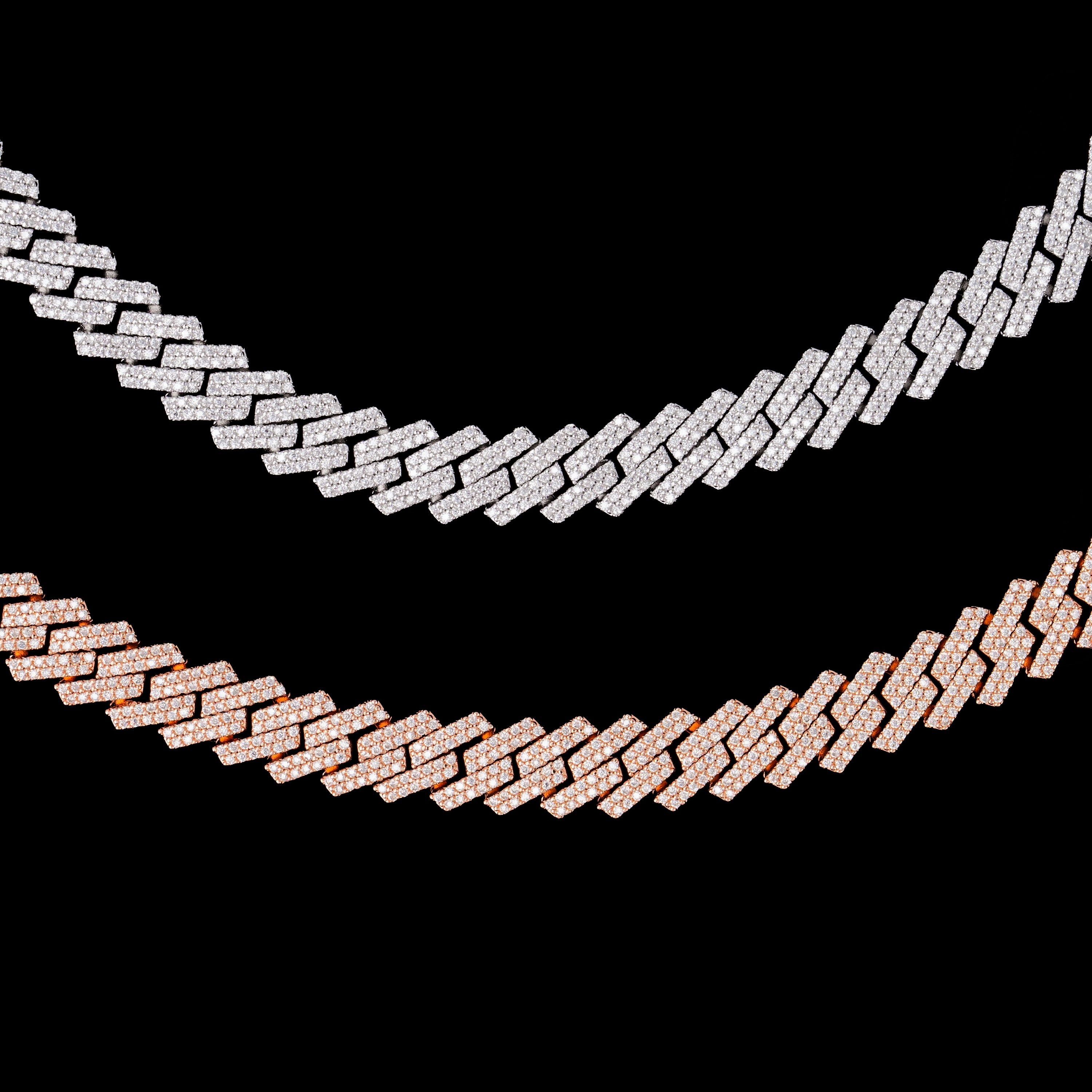 10MM 2 Row Stone Cuban Chain Moissanite Necklace & Bracelet – alternate product view 10
