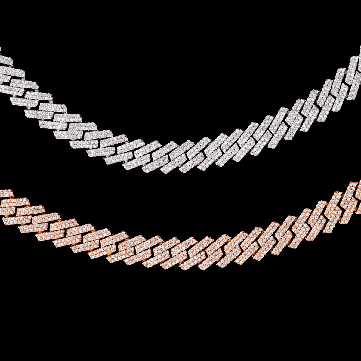 10MM 2 Row Stone Cuban Chain Moissanite Necklace & Bracelet – alternate product view 10
