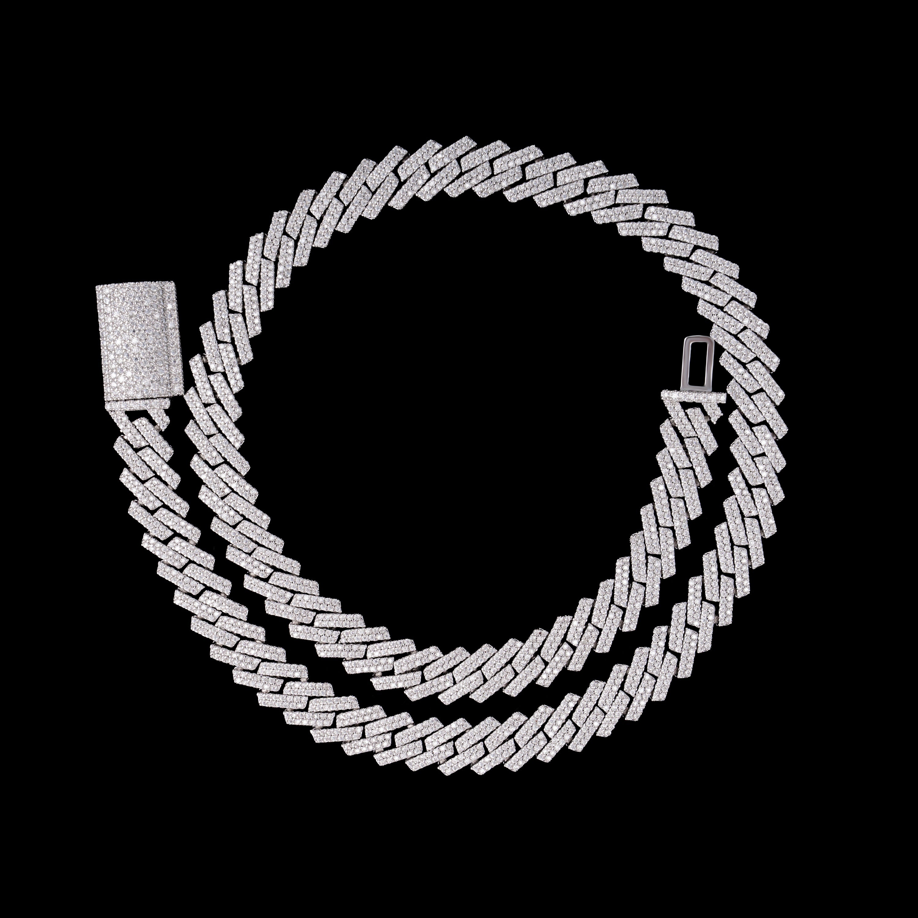 10MM 2 Row Stone Cuban Chain Moissanite Necklace & Bracelet – alternate product view 11