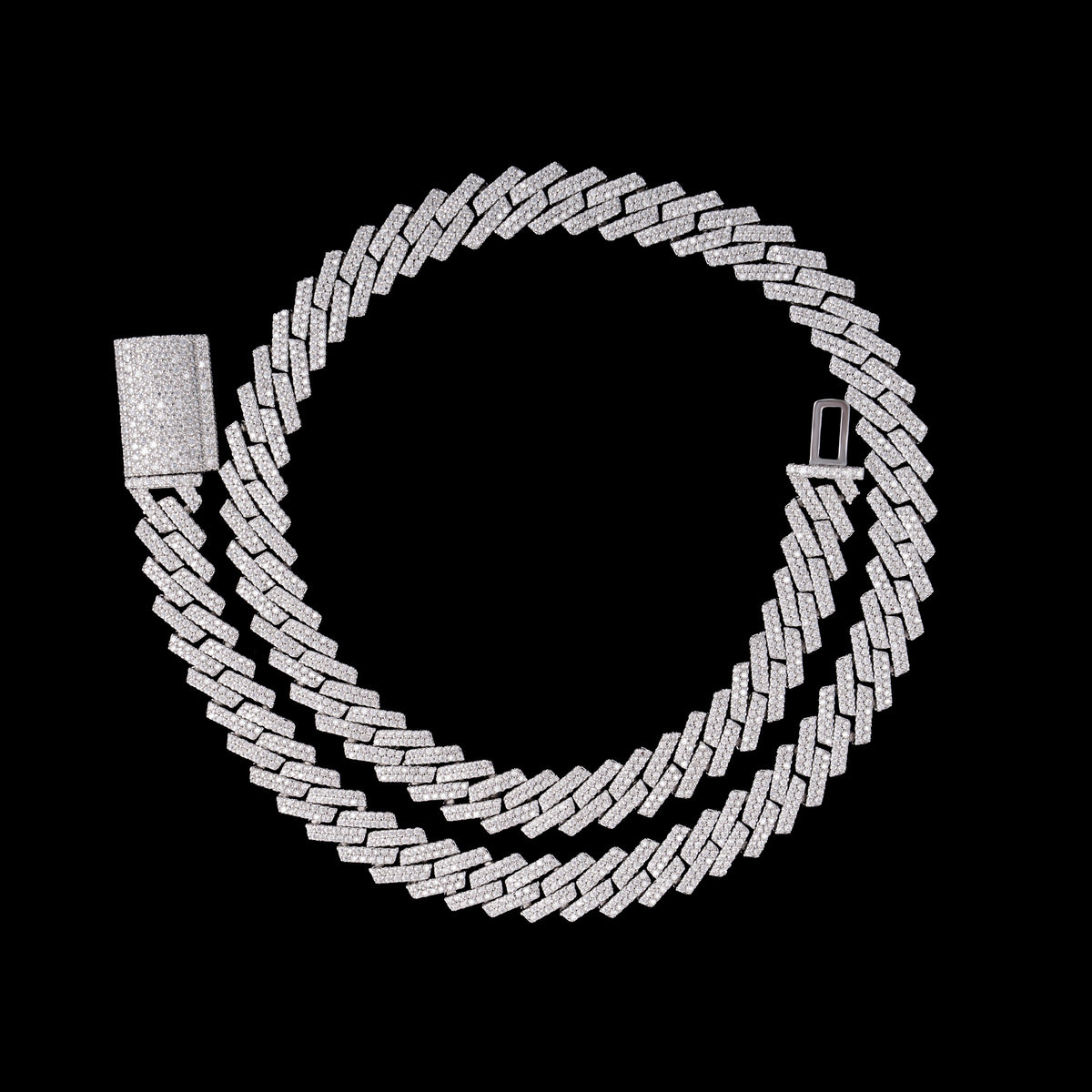 10MM 2 Row Stone Cuban Chain Moissanite Necklace & Bracelet – alternate product view 11