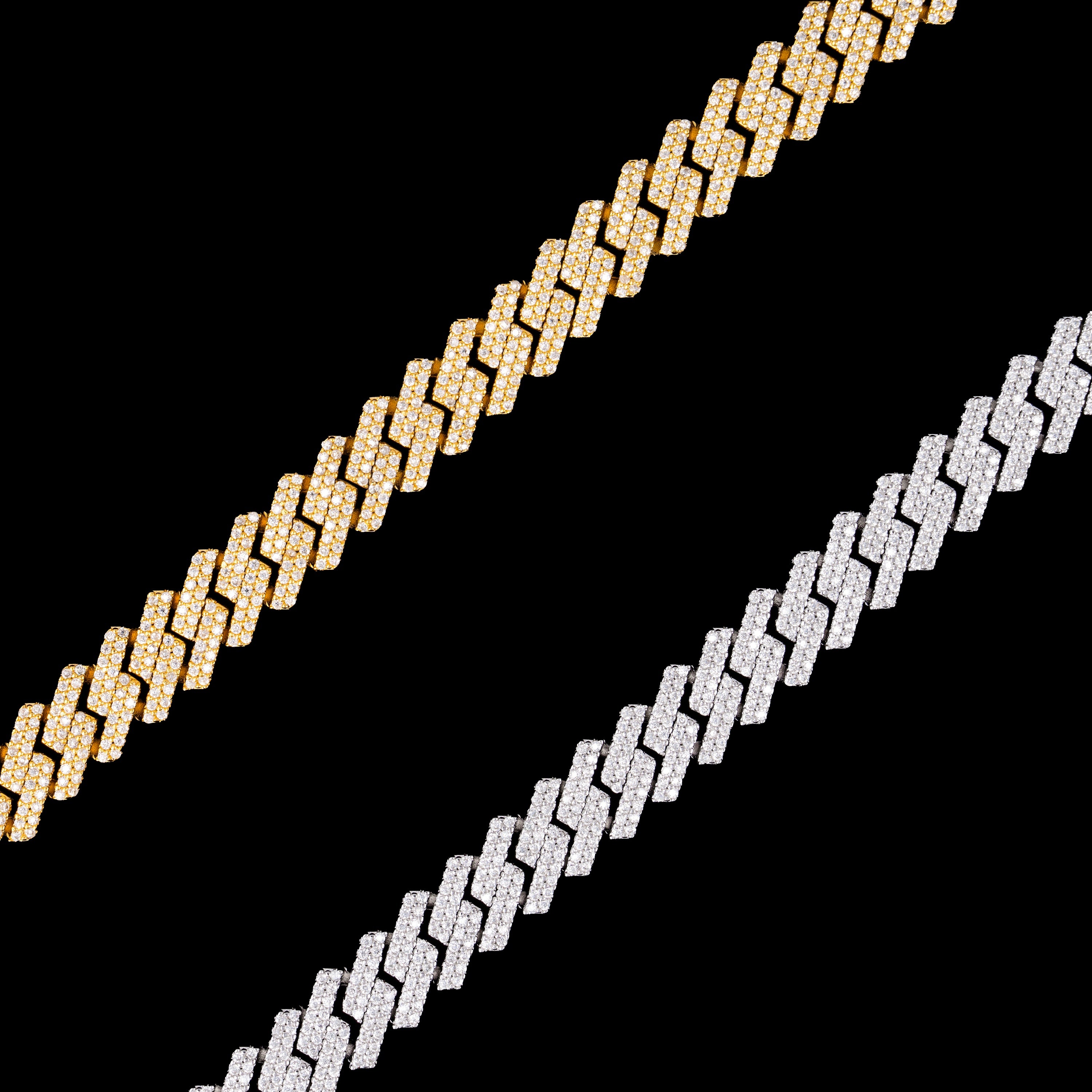 10MM 2 Row Stone Cuban Chain Moissanite Necklace & Bracelet – alternate product view 4