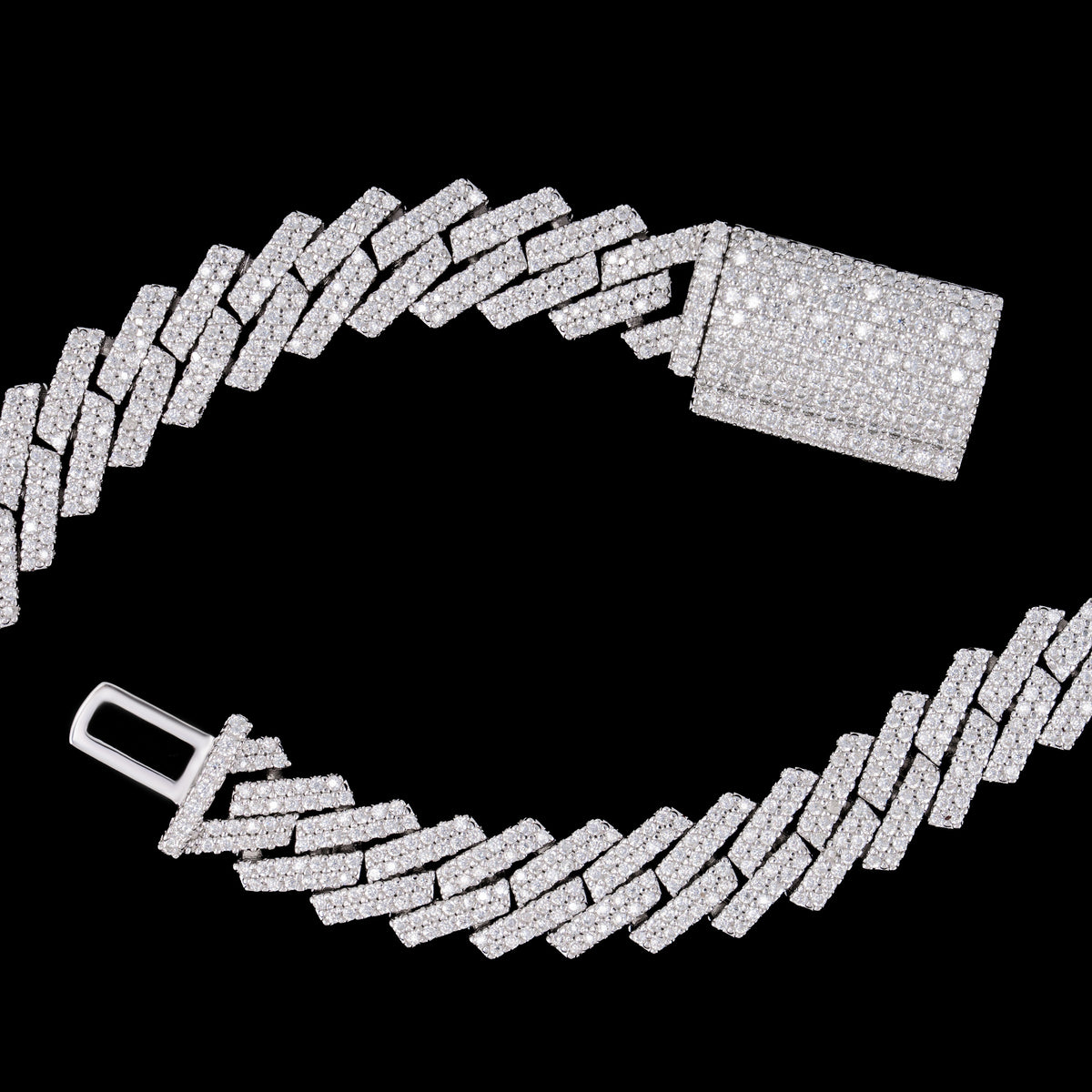 10MM 2 Row Stone Cuban Chain Moissanite Necklace & Bracelet – alternate product view 6