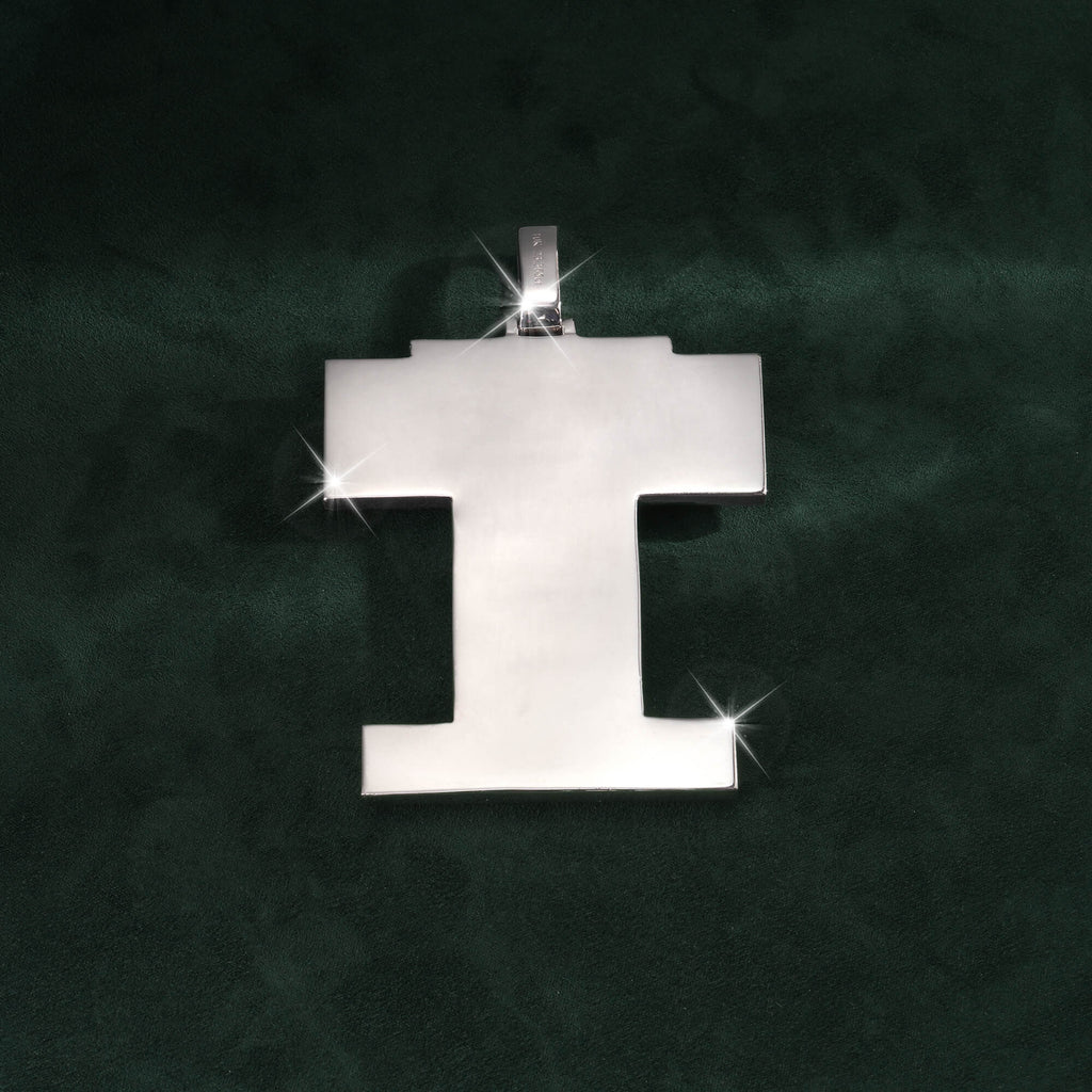 Custom “I” Letter Pendant in 14K Gold – Fully Iced Statement Charm