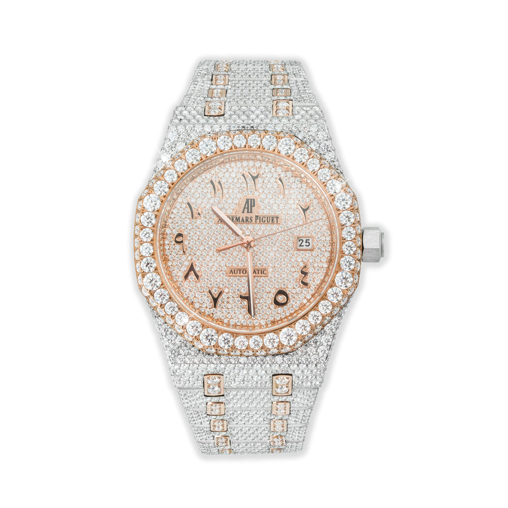 Full Pavé VVS Moissanite Watch | 41MM | White-Tone & Rose-Tone Finish by Sommarnox