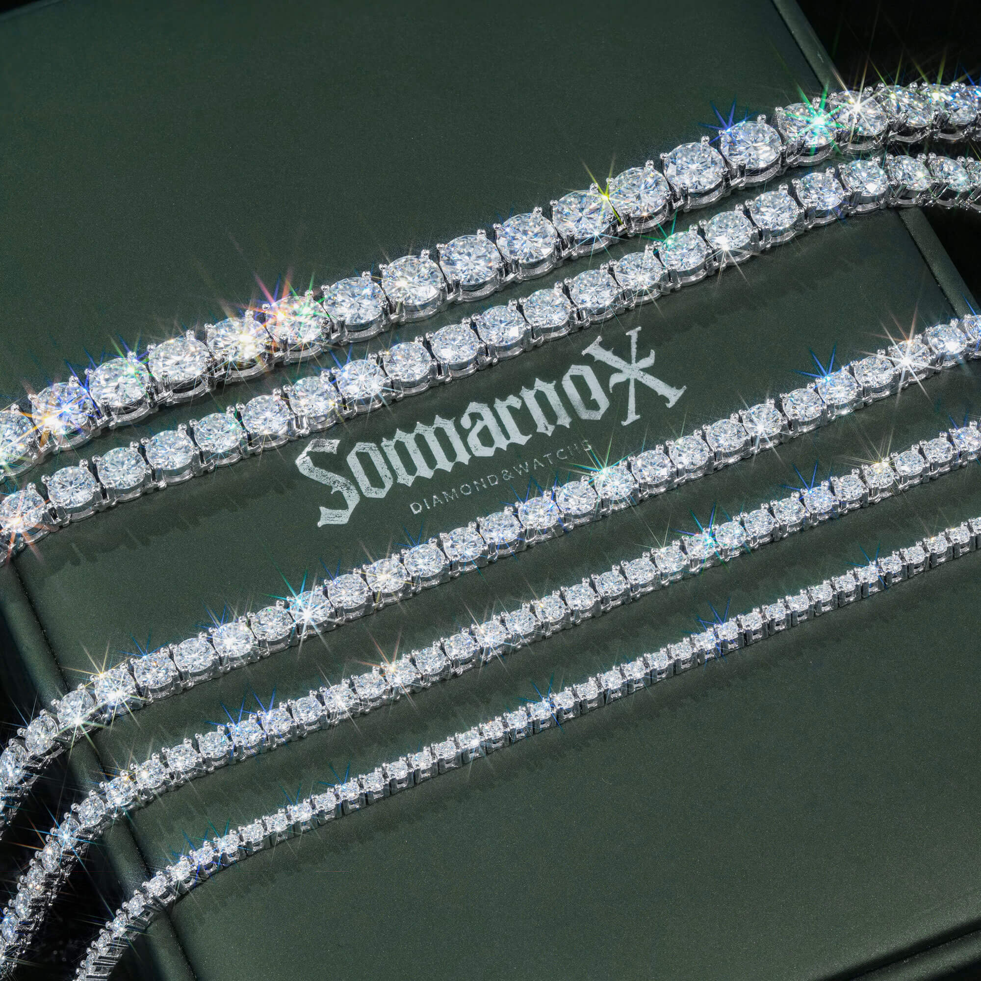 3MM 4MM 5MM 6.5MM Moissanite Tennis Chain Necklace by Sommarnox