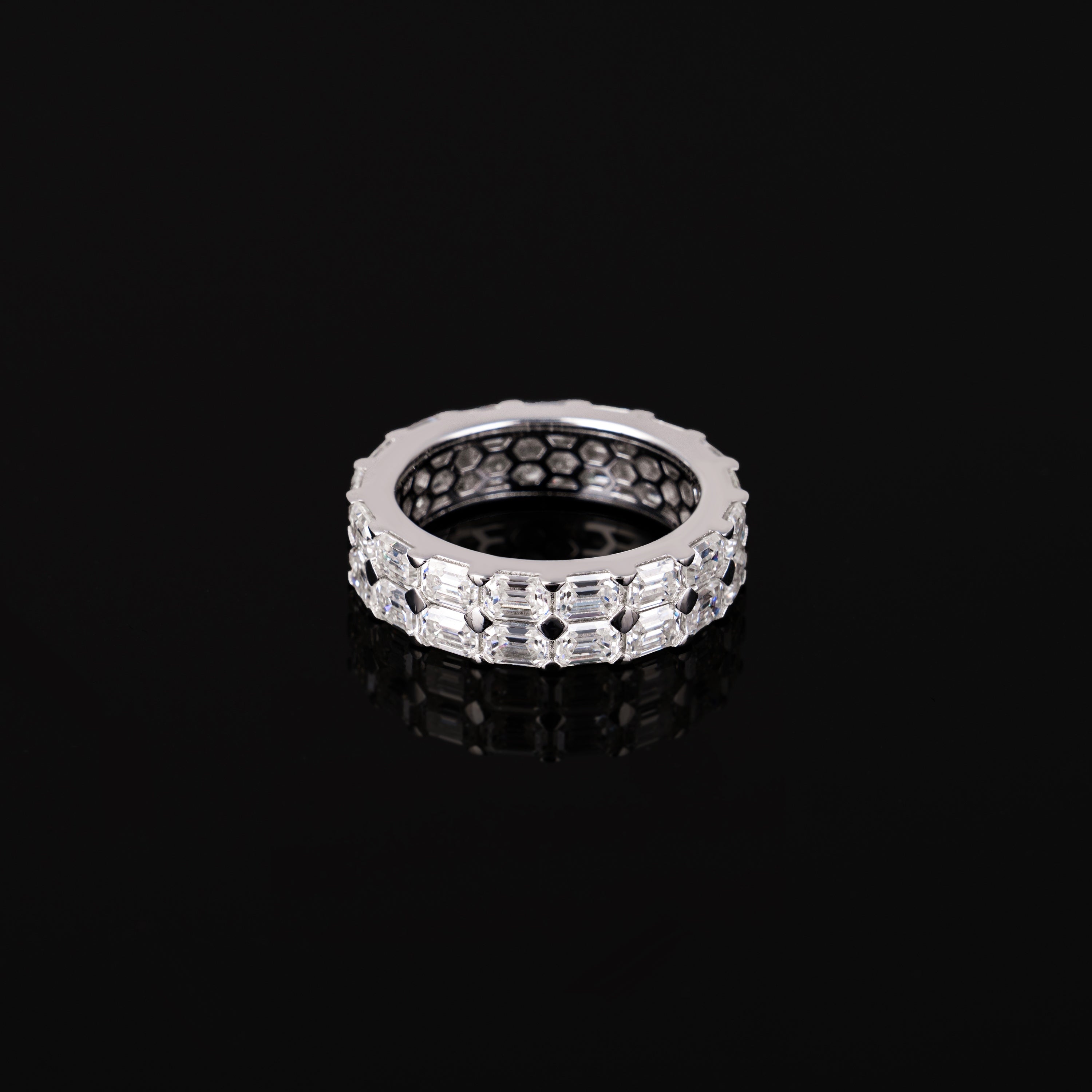 Iced Out Baguette Cut Moissanite Ring – Full Eternity Band by Sommarnox