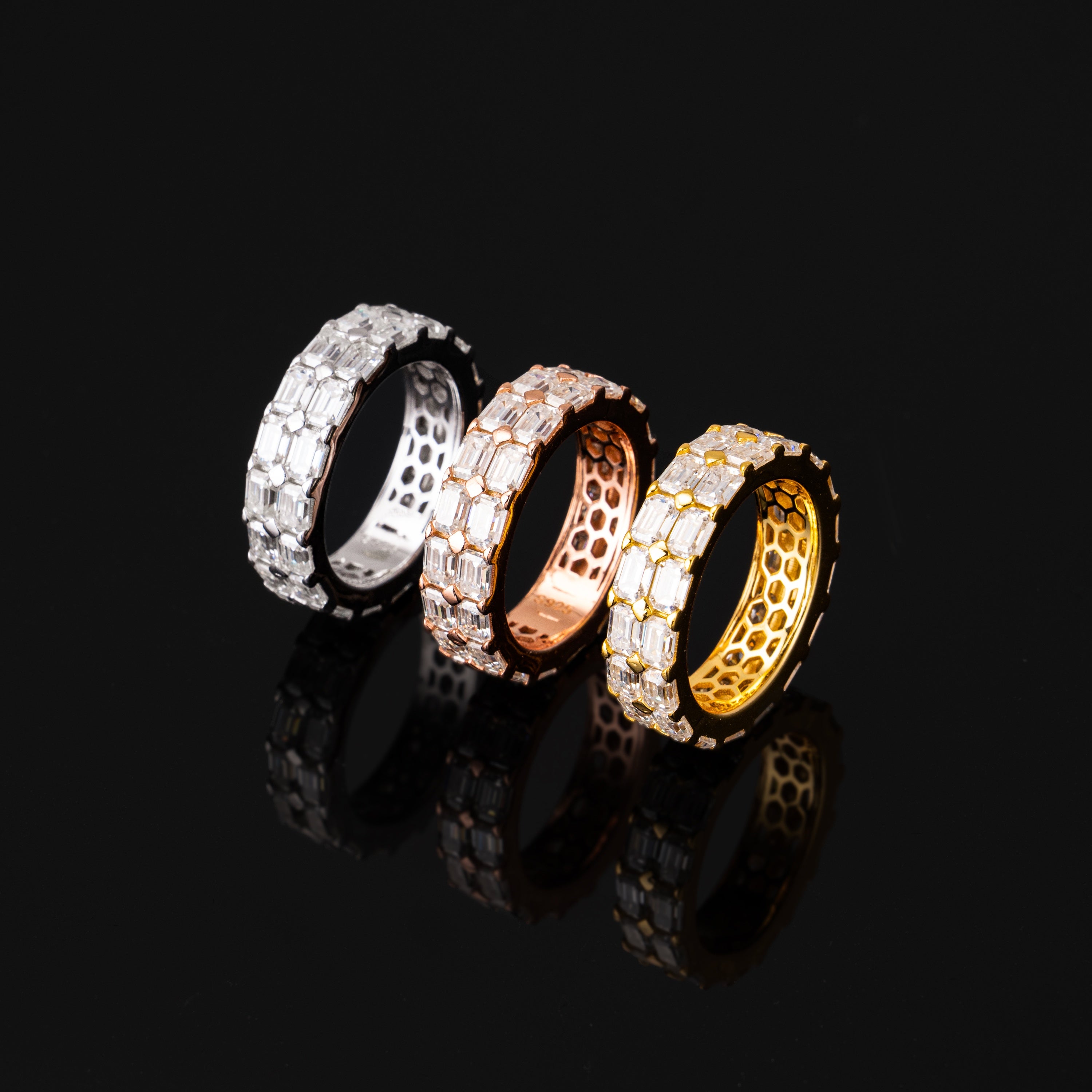 Iced Out Baguette Cut Moissanite Ring – Full Eternity Band – alternate product view 3