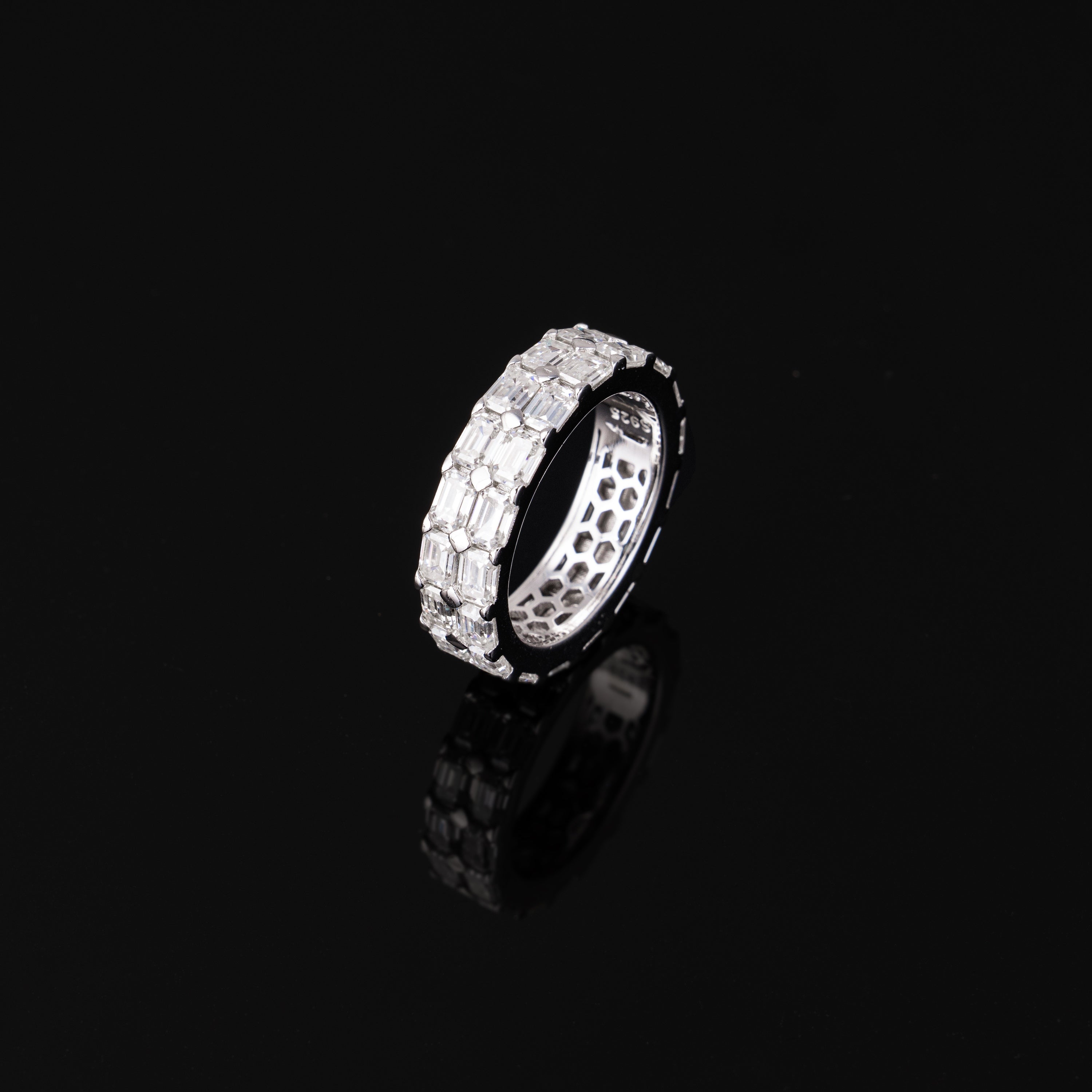 Iced Out Baguette Cut Moissanite Ring – Full Eternity Band – alternate product view 4