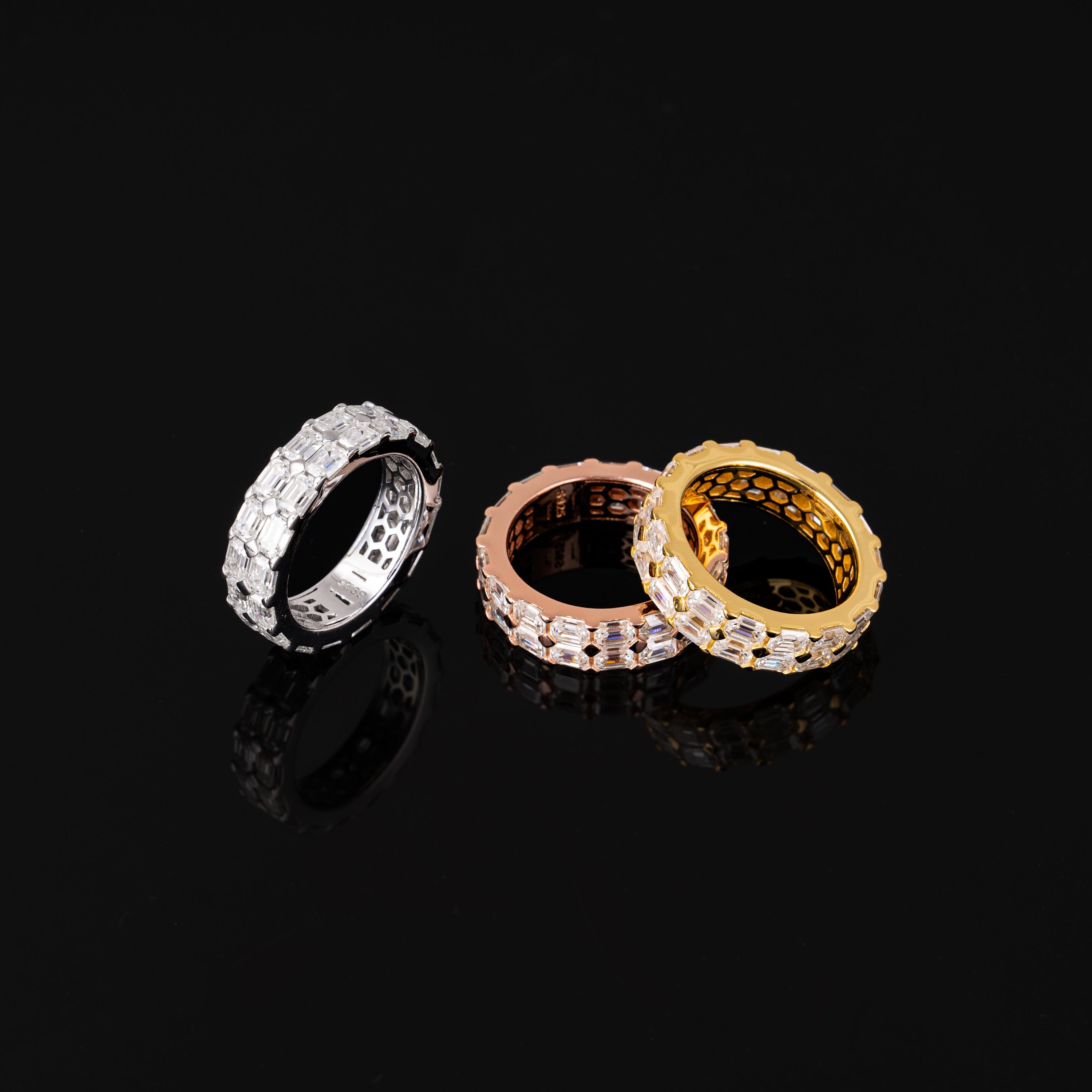 Iced Out Baguette Cut Moissanite Ring – Full Eternity Band – alternate product view 5