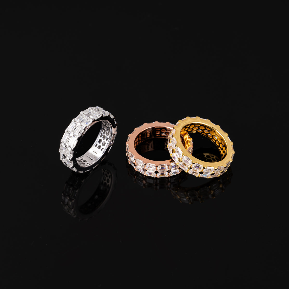Iced Out Baguette Cut Moissanite Ring – Full Eternity Band – alternate product view 5