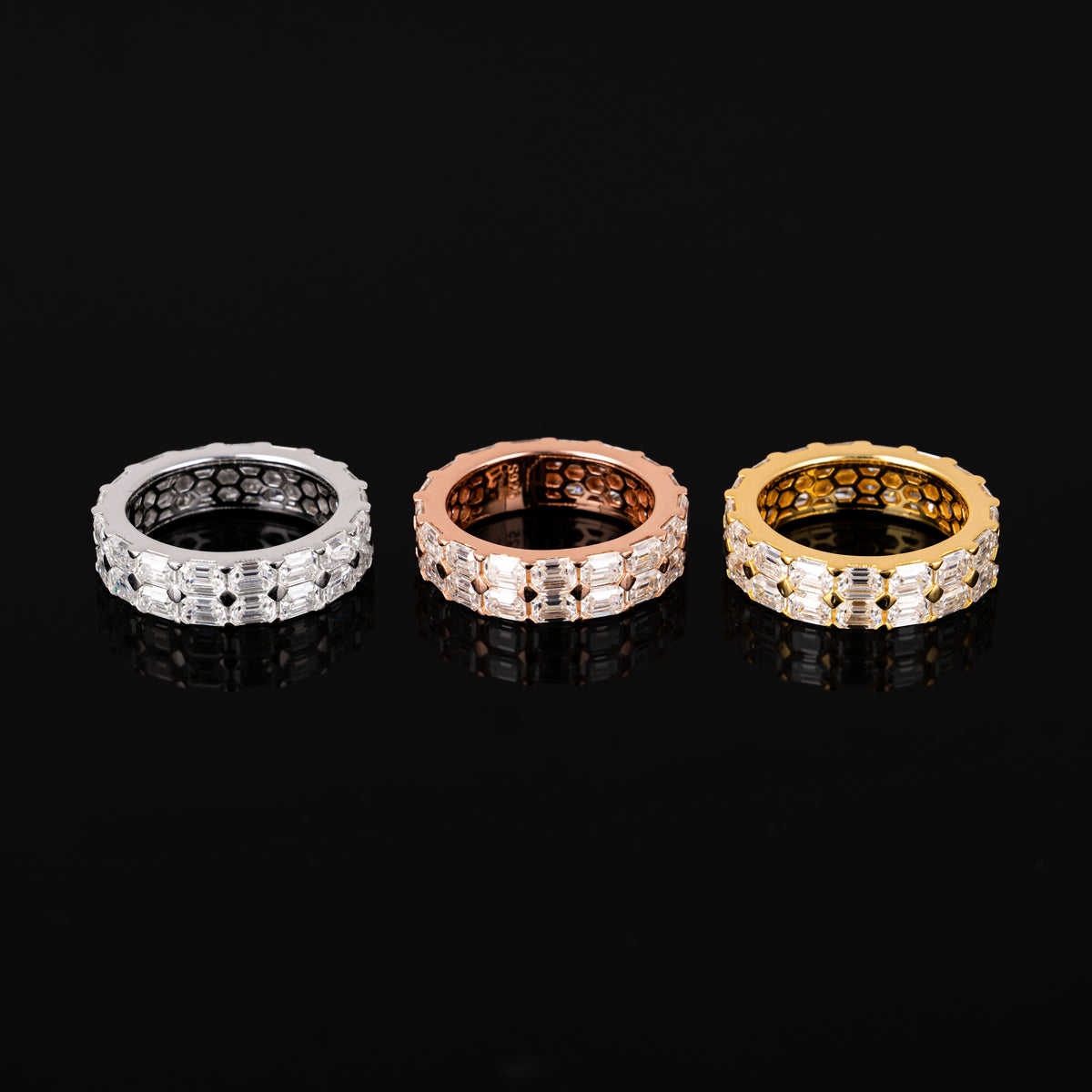 Iced Out Baguette Cut Moissanite Ring – Full Eternity Band – alternate product view 6