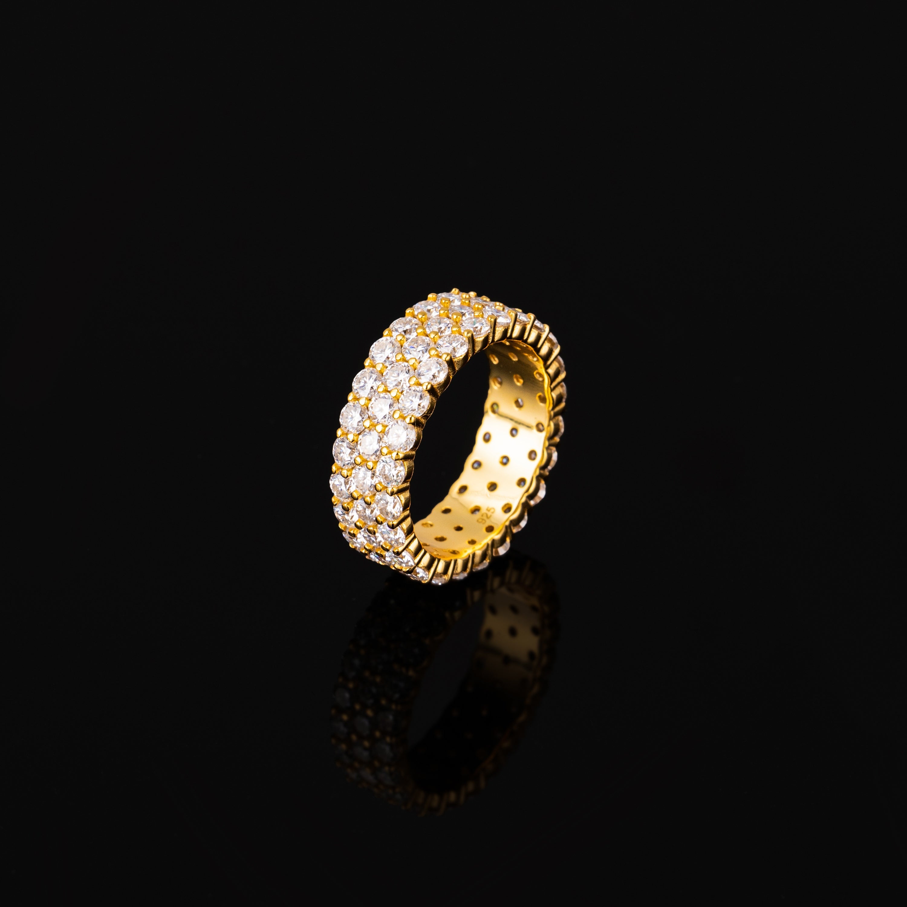 Iced Out 3 Row Moissanite Ring VVS Round Cut Eternity Band by Sommarnox