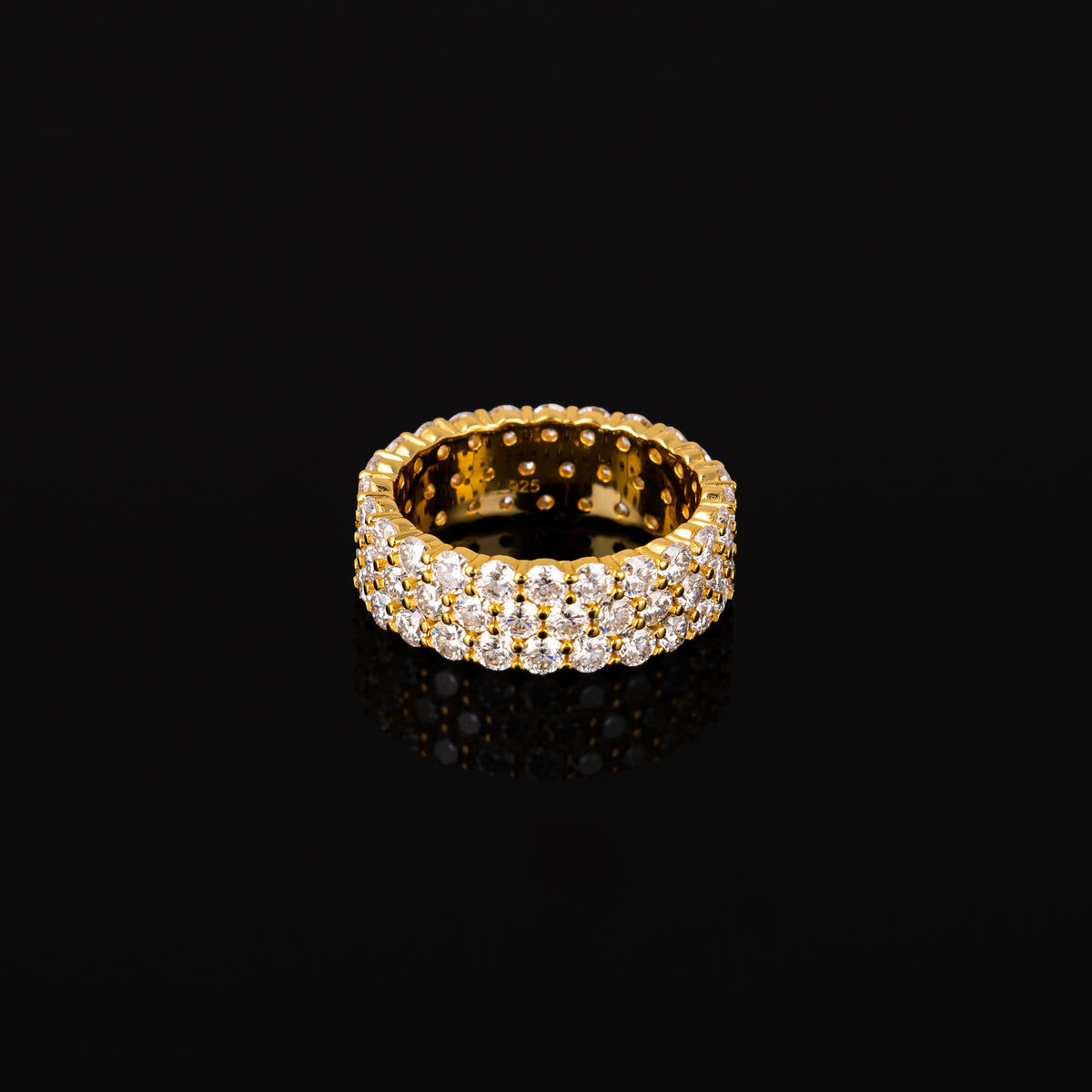 Iced Out 3 Row Moissanite Ring VVS Round Cut Eternity Band – alternate product view 2