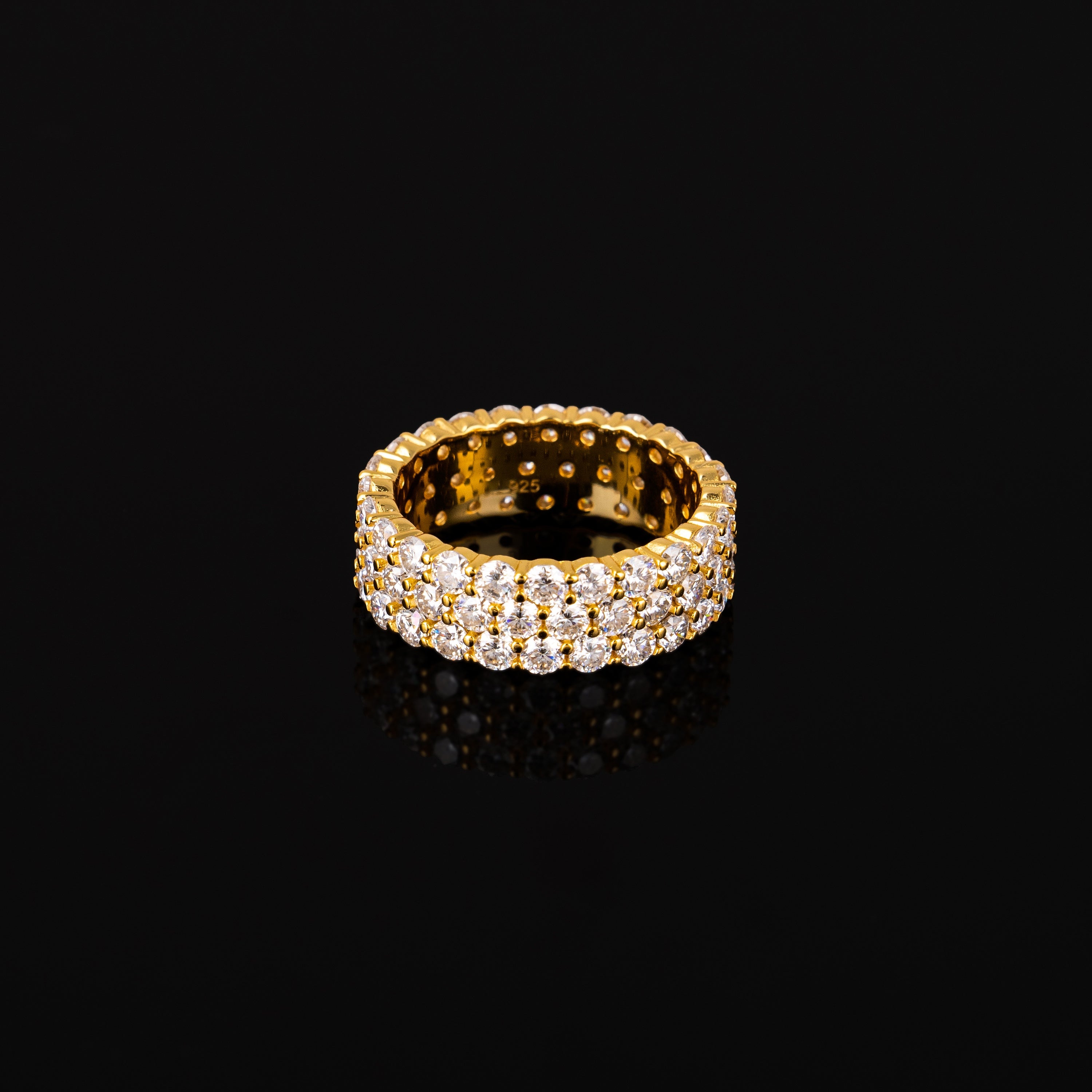 Moissanite 3 Row Round Diamond Cut Ring