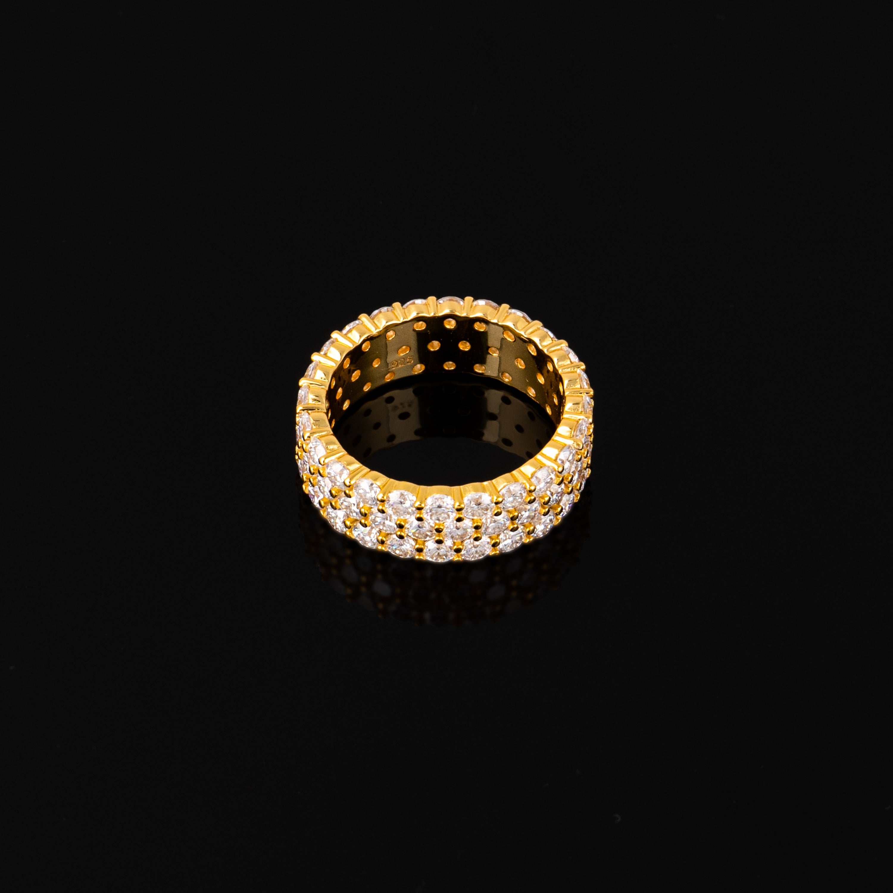 Iced Out 3 Row Moissanite Ring VVS Round Cut Eternity Band – alternate product view 3
