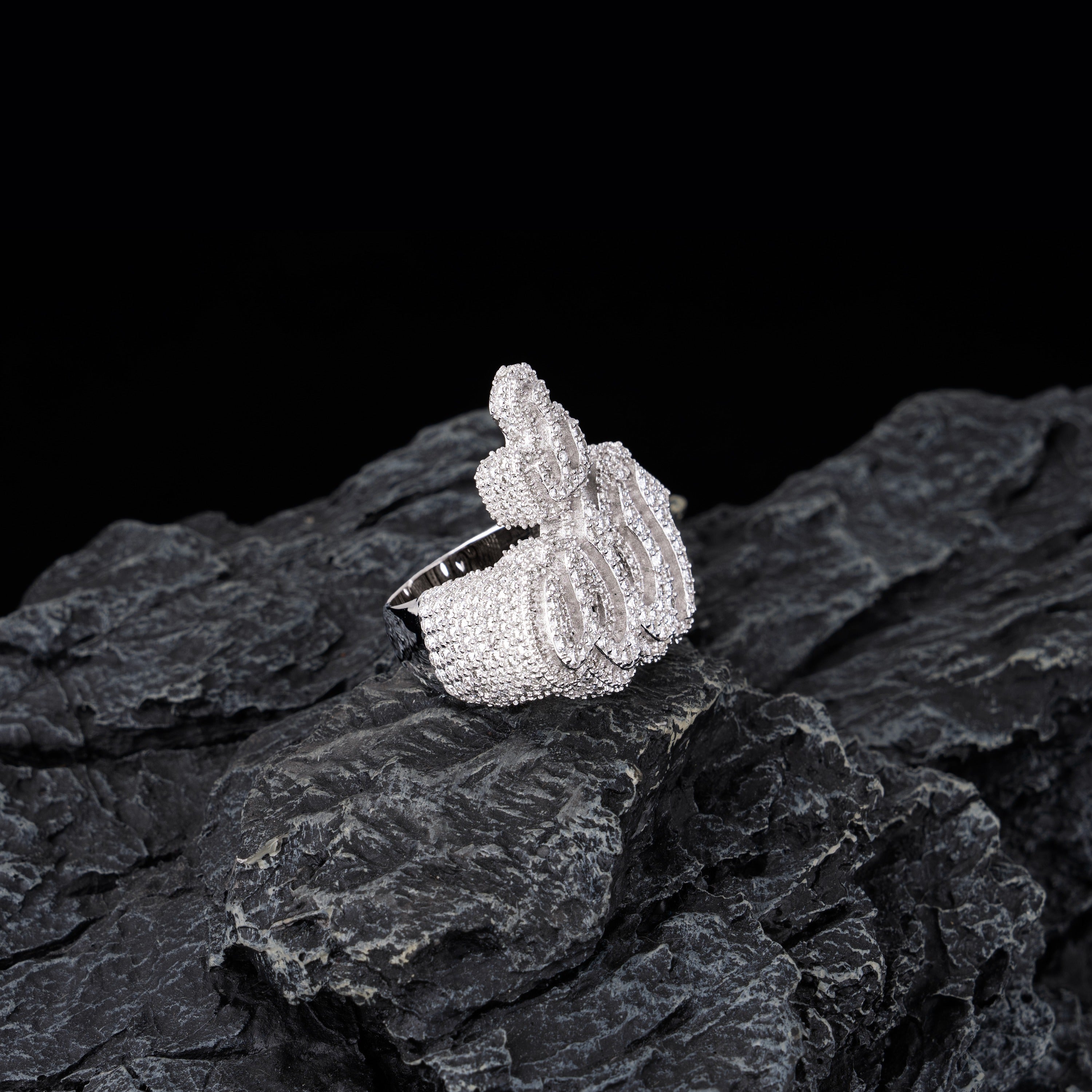 Iced Out VVS Moissanite Allah Ring – alternate product view 2