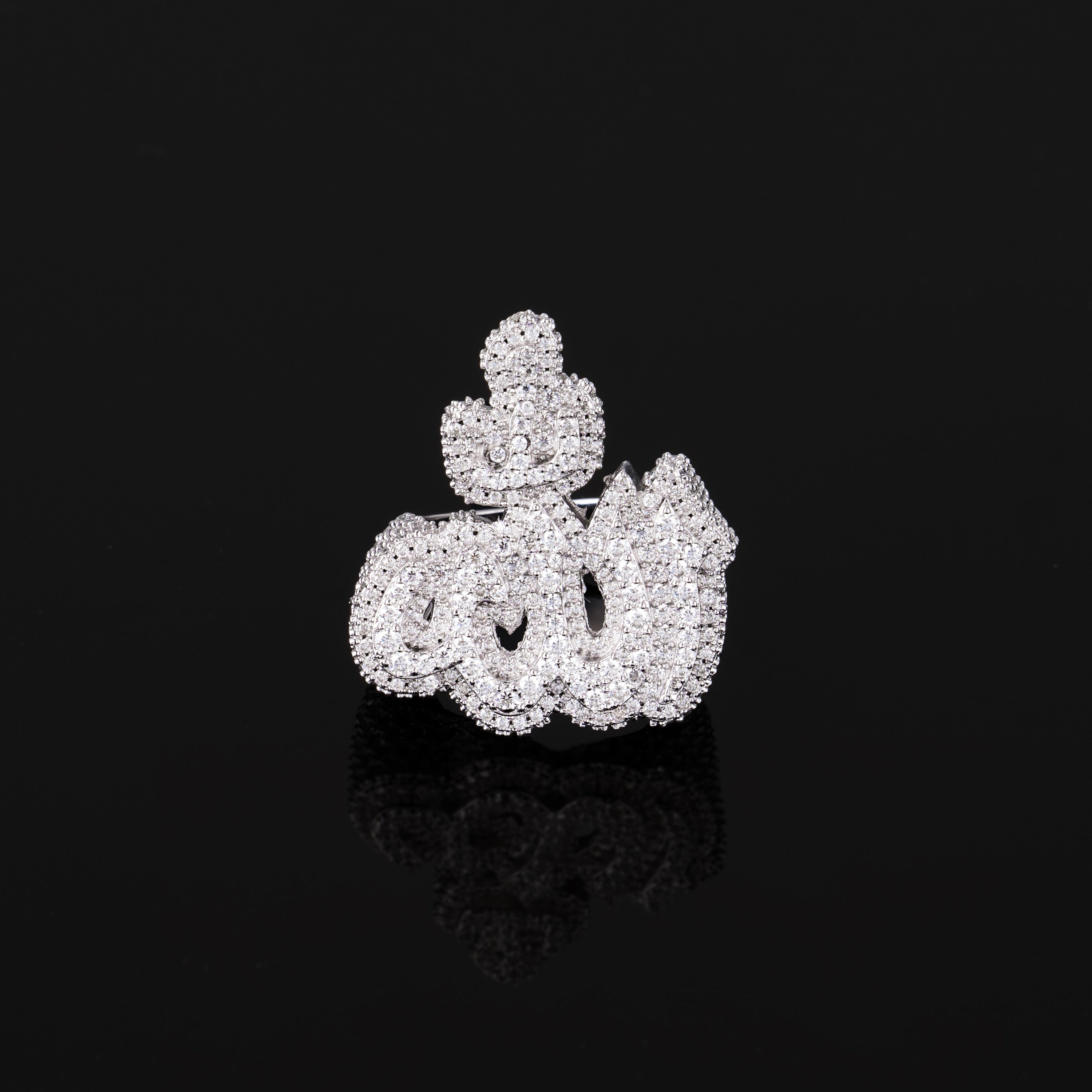 Iced Out VVS Moissanite Allah Ring – alternate product view 3