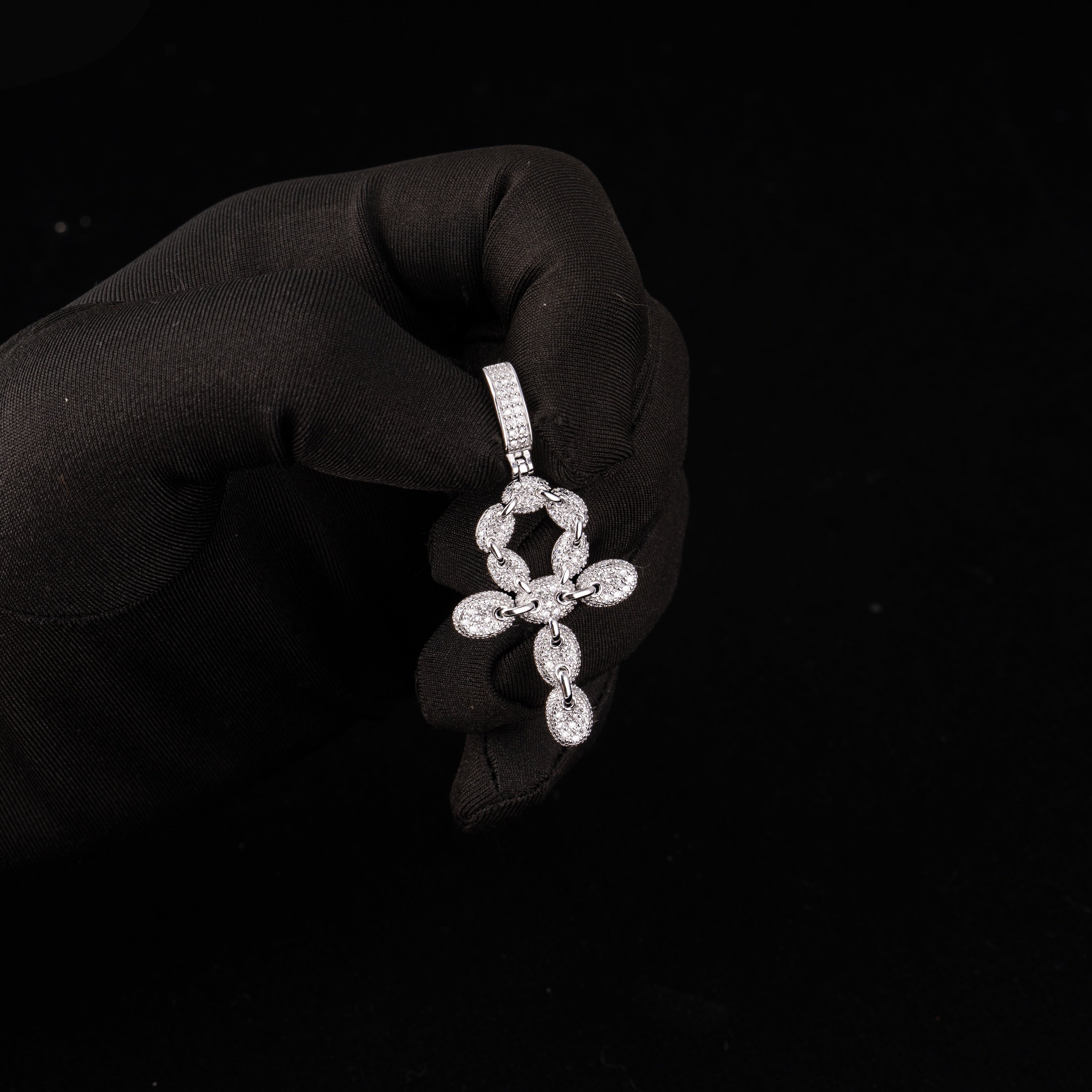 Moissanite Iced Out Link Cross Pendant – alternate product view 7