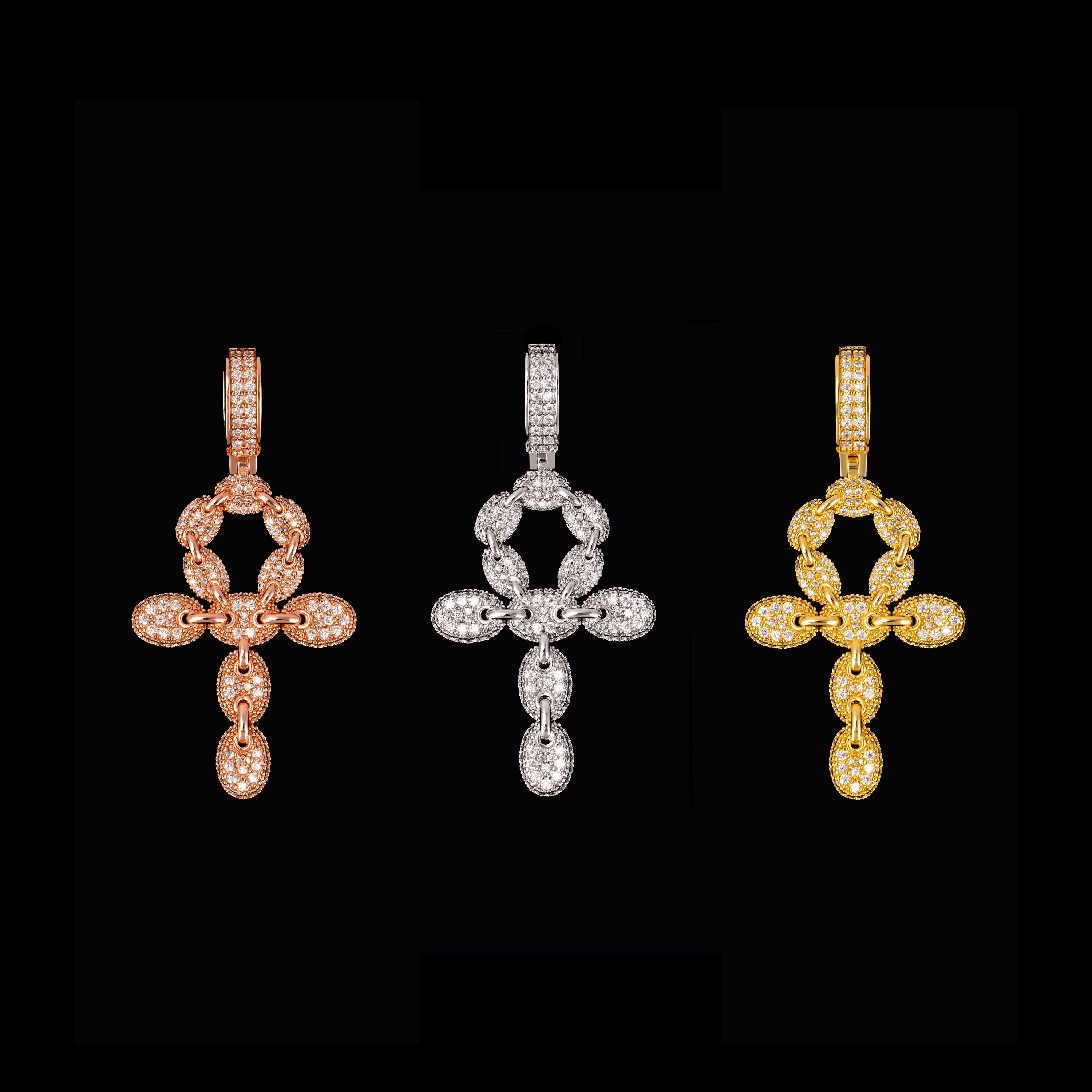 Moissanite Iced Out Link Cross Pendant – alternate product view 4