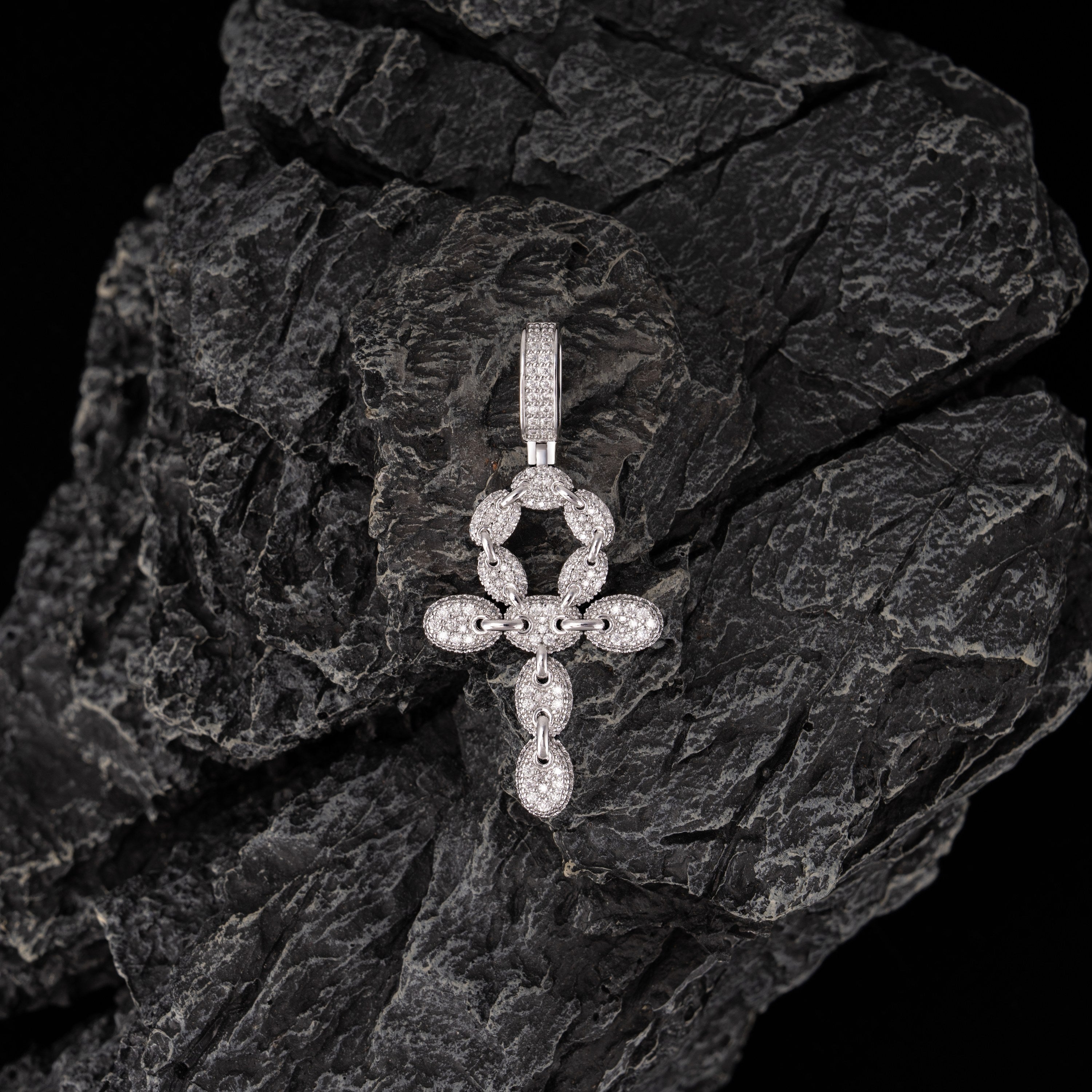 Moissanite Iced Out Link Cross Pendant – alternate product view 3