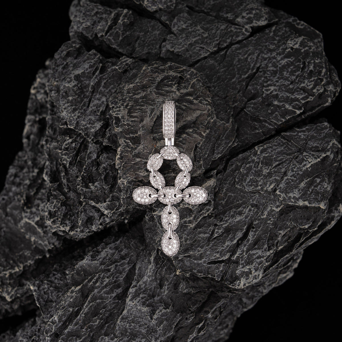 Moissanite Iced Out Link Cross Pendant – alternate product view 3