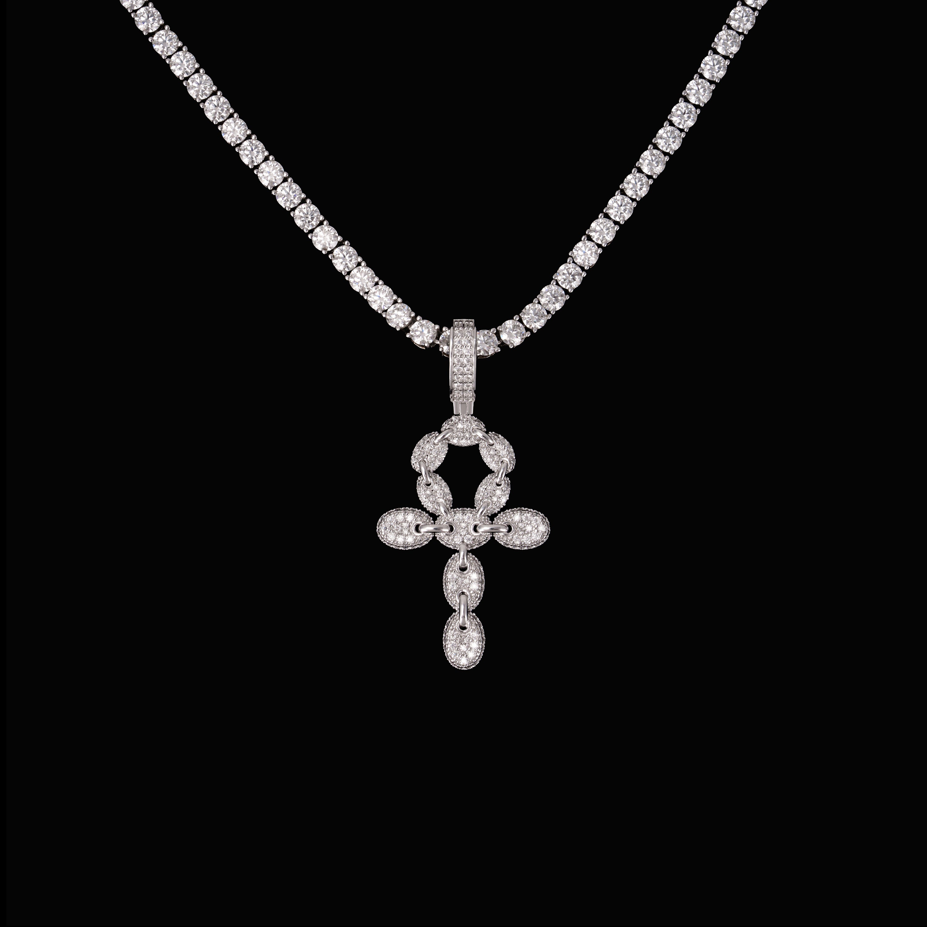 Moissanite Iced Out Link Cross Pendant – alternate product view 6