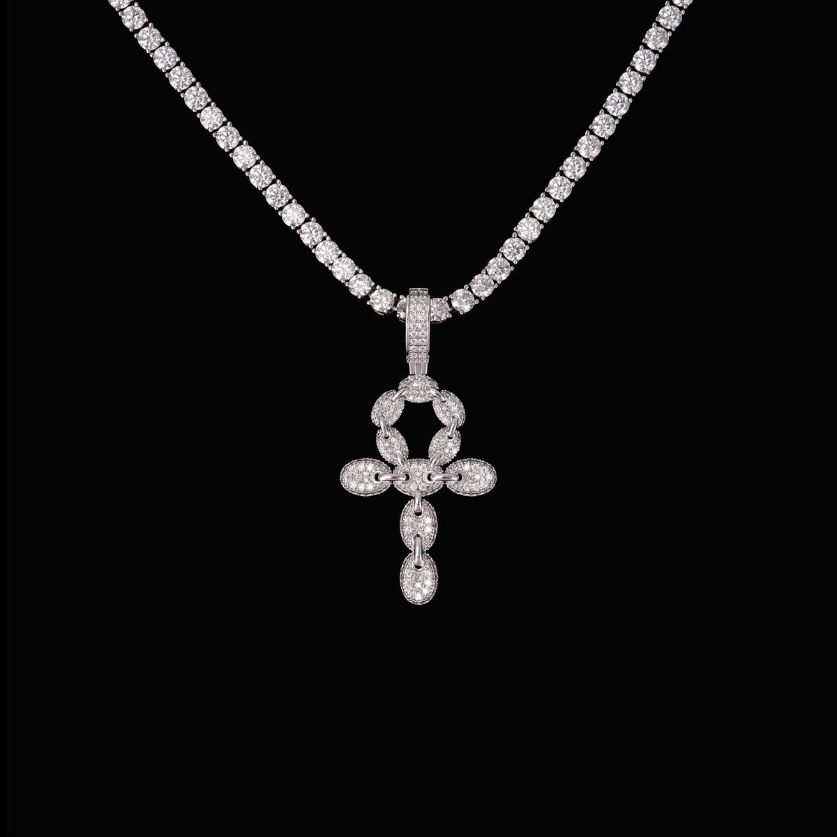 Moissanite Iced Out Link Cross Pendant – alternate product view 6