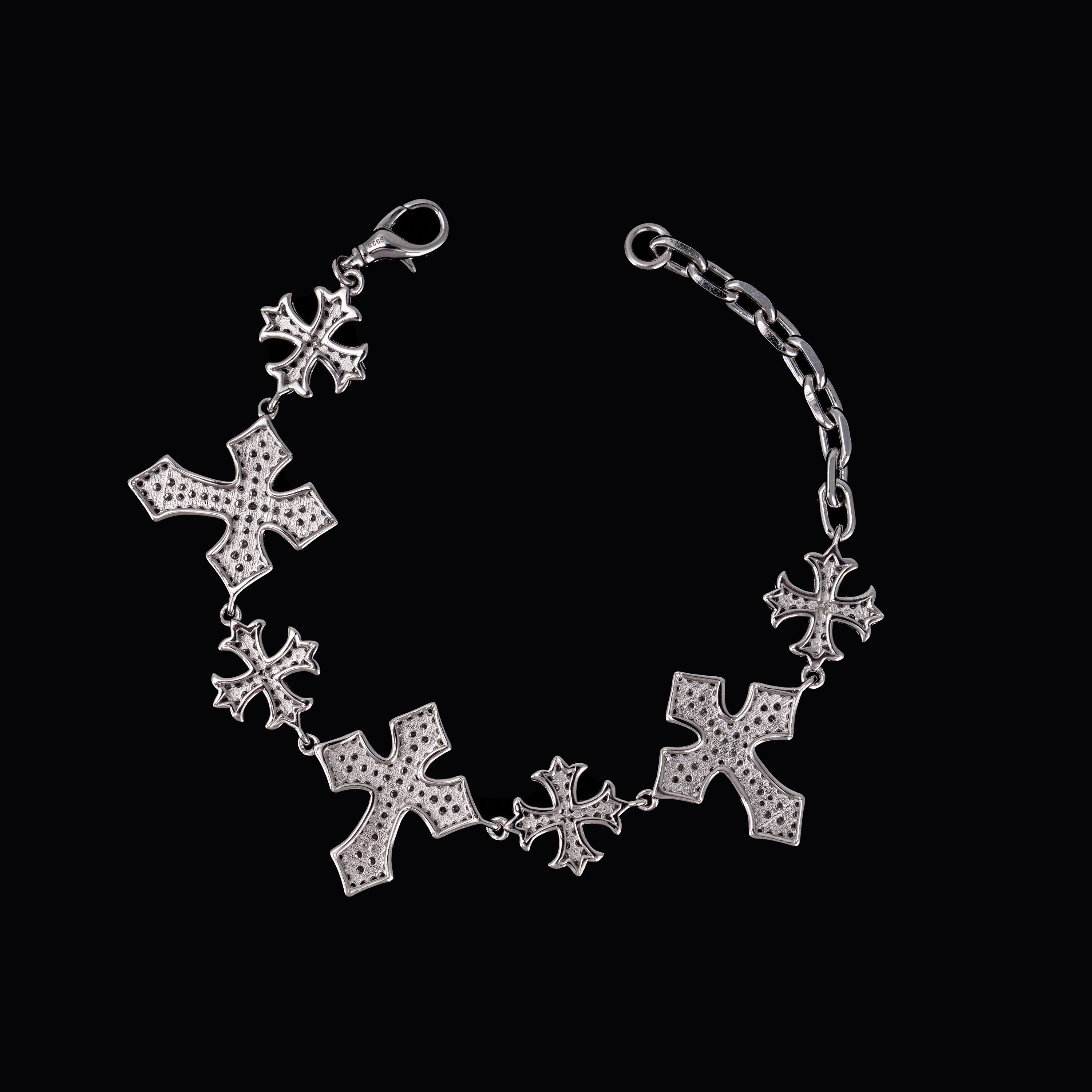 Iced Out Cross Link Bracelet – Moissanite Hip Hop Bracelet – alternate product view 4