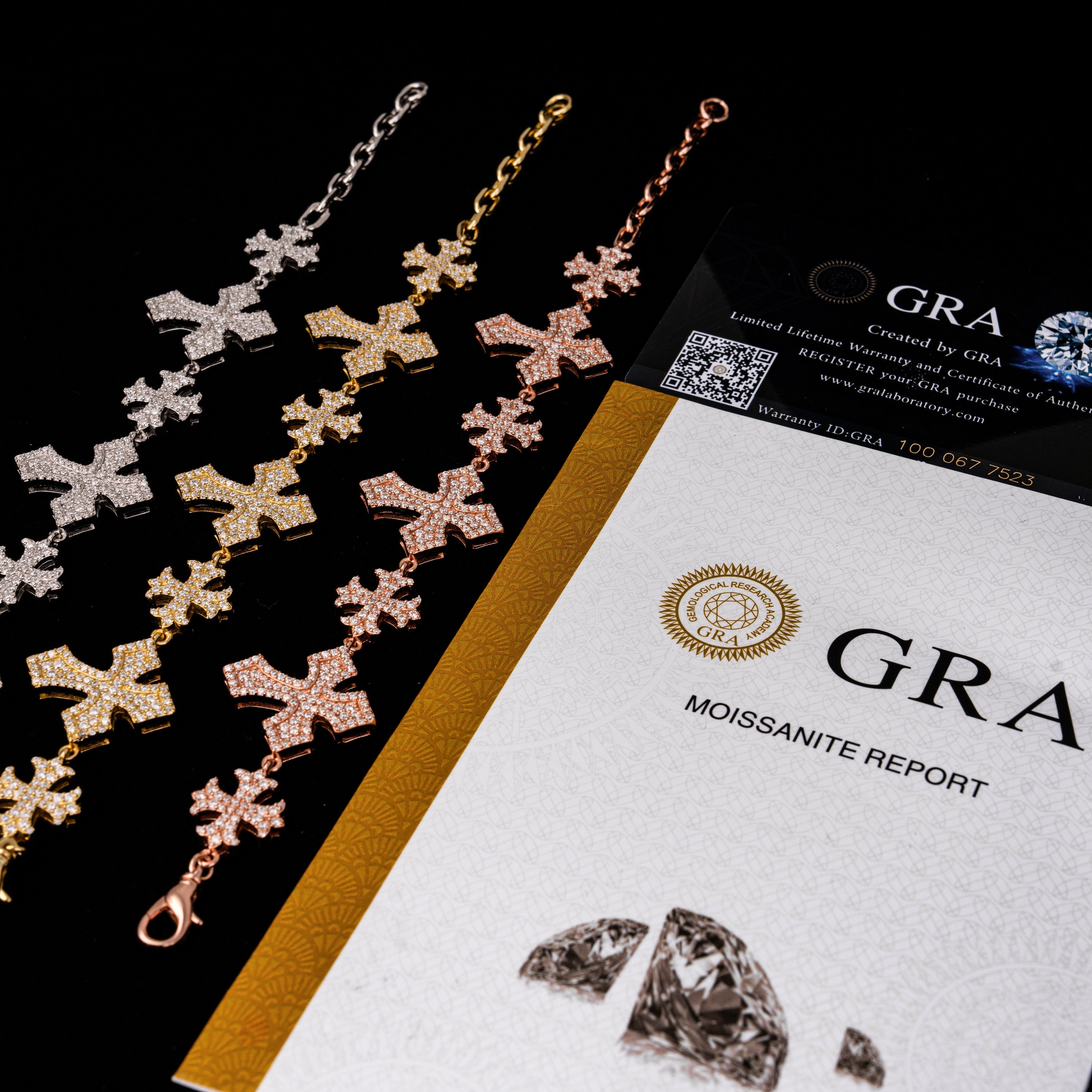 Iced Out Cross Link Bracelet – Moissanite Hip Hop Bracelet – alternate product view 5