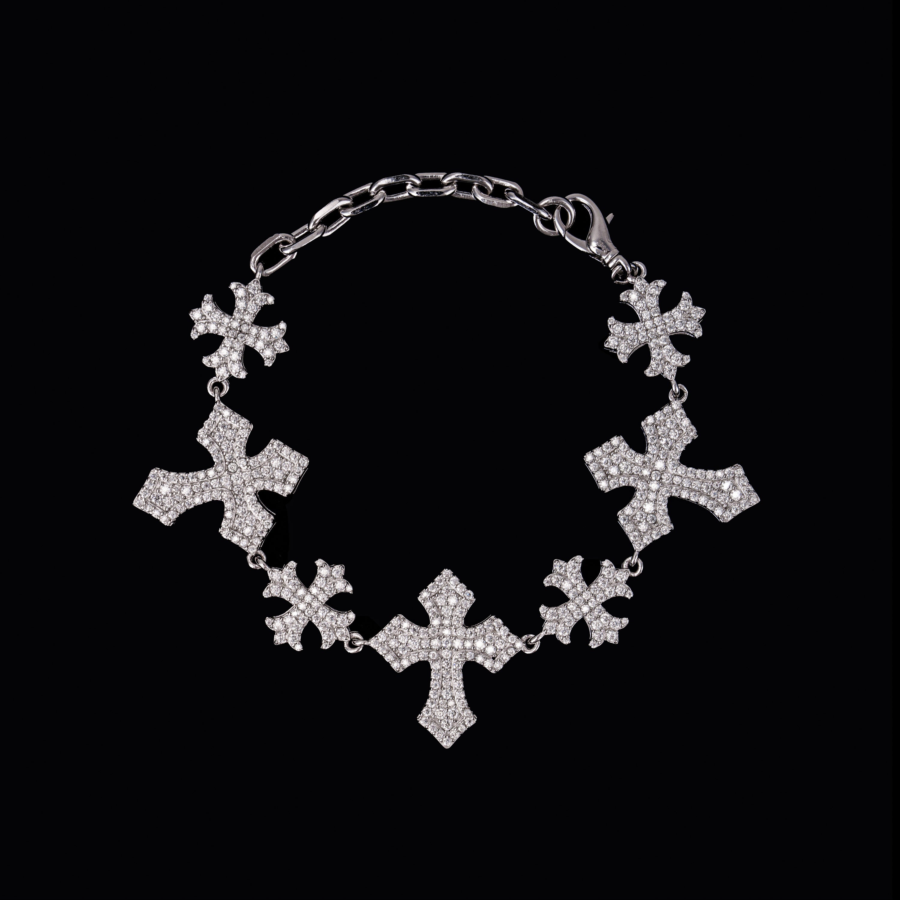 Iced Out Cross Link Bracelet – Moissanite Hip Hop Bracelet – alternate product view 6