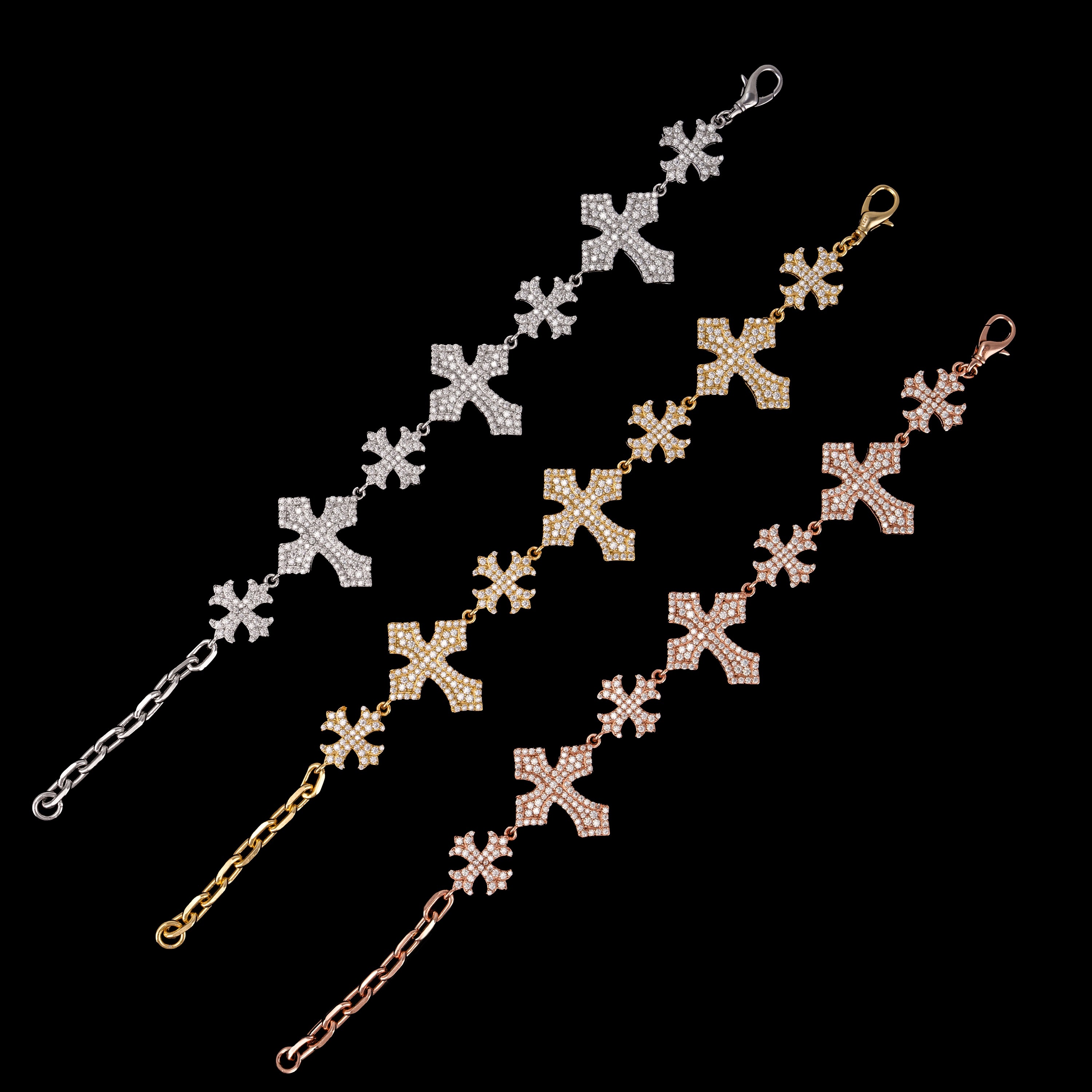 Iced Out Cross Link Bracelet – Moissanite Hip Hop Bracelet – alternate product view 7
