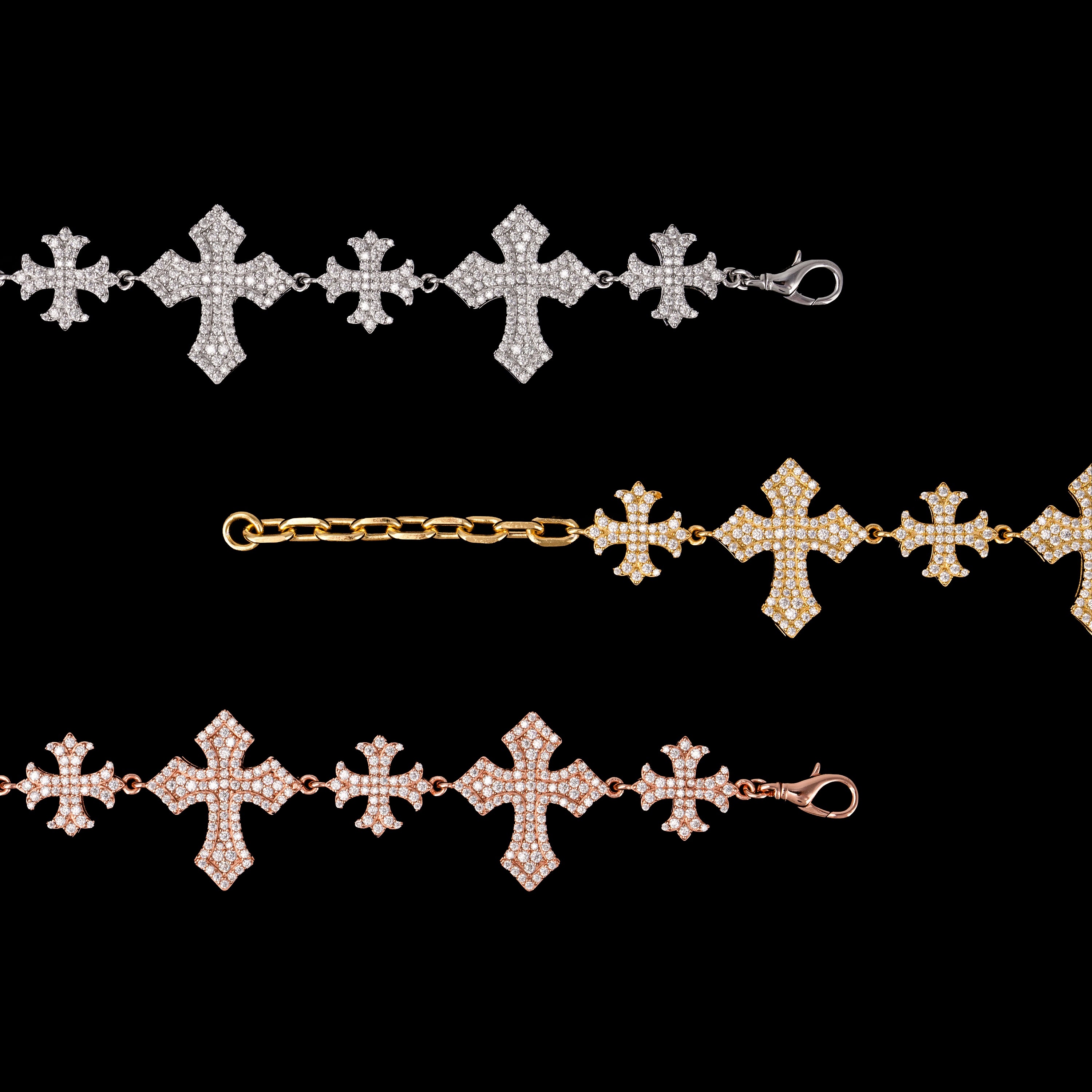 Iced Out Cross Link Bracelet – Moissanite Hip Hop Bracelet – alternate product view 8