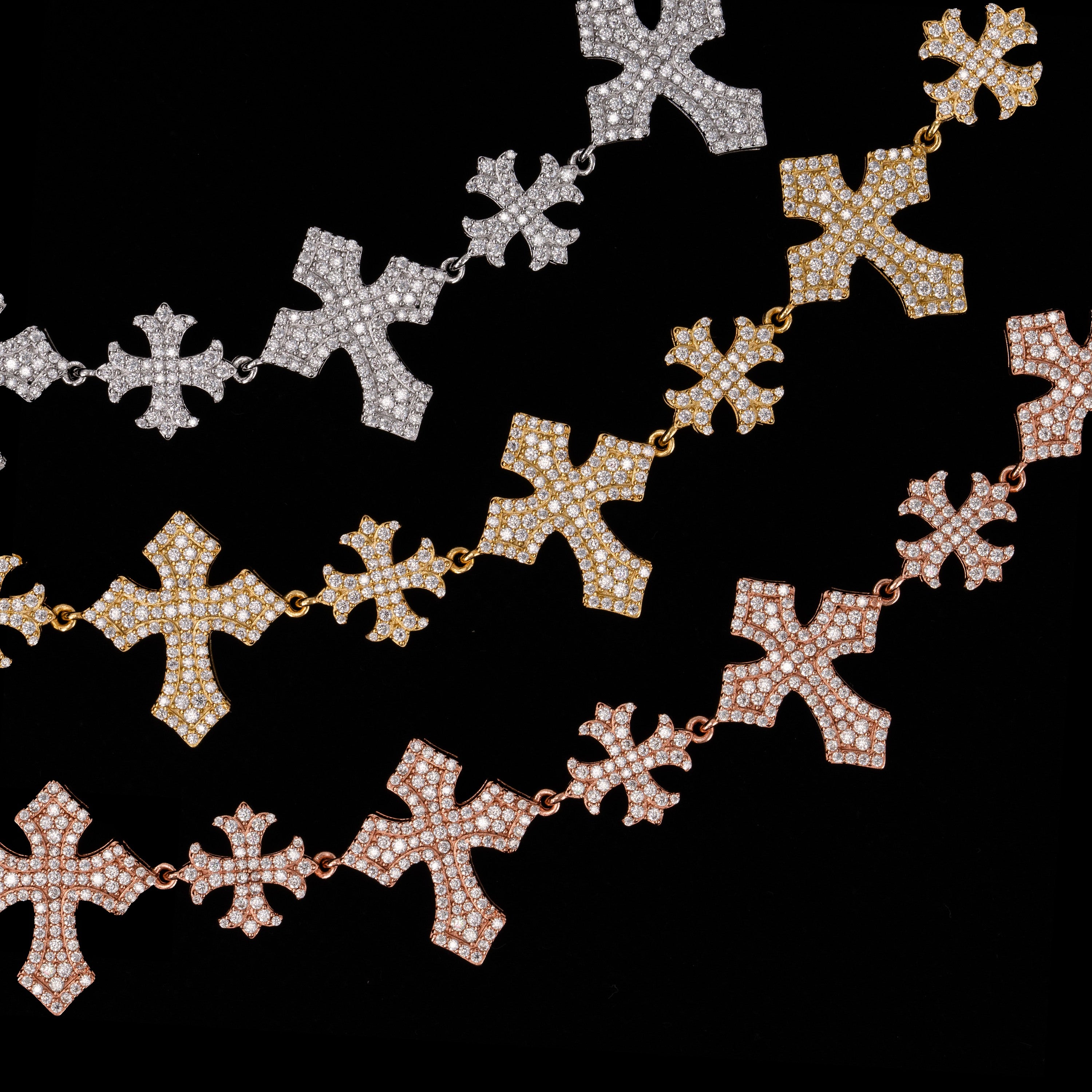 Iced Out Cross Link Bracelet – Moissanite Hip Hop Bracelet – alternate product view 9