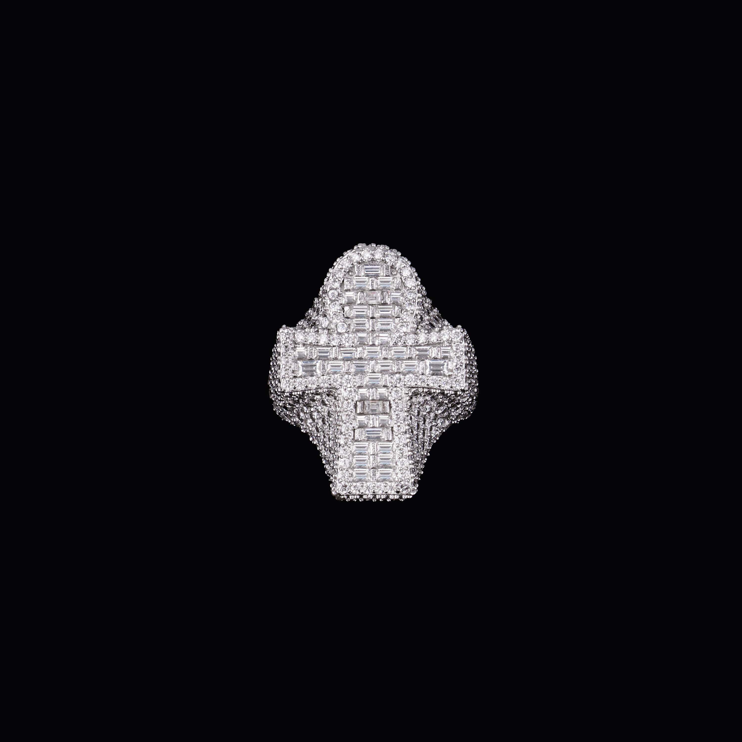 Moissanite Cross Niche Baguette Ring – alternate product view 3