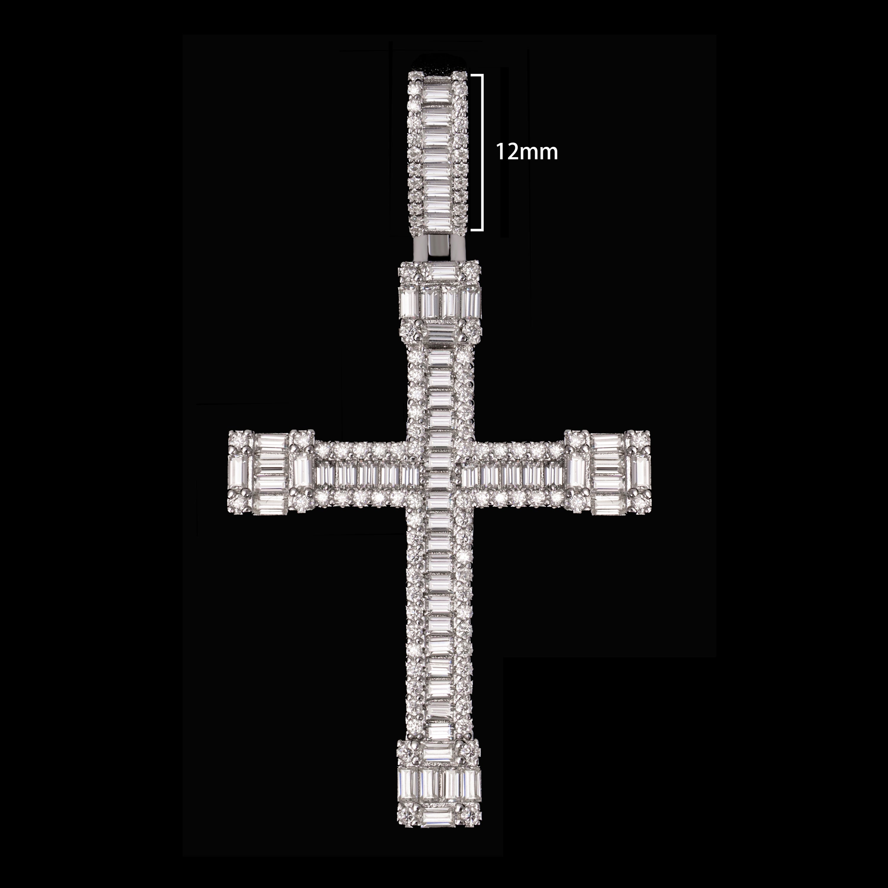 Iced Out Baguette Cross Pendant – Moissanite Hip Hop Necklace Charm – alternate product view 7