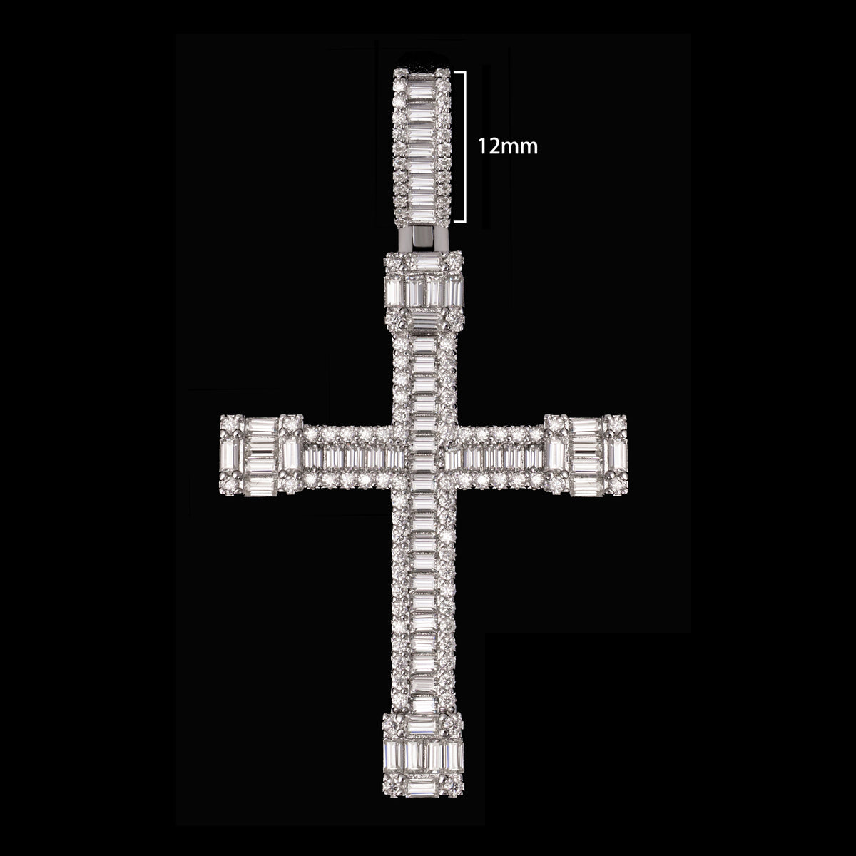 Iced Out Baguette Cross Pendant – Moissanite Hip Hop Necklace Charm – alternate product view 7
