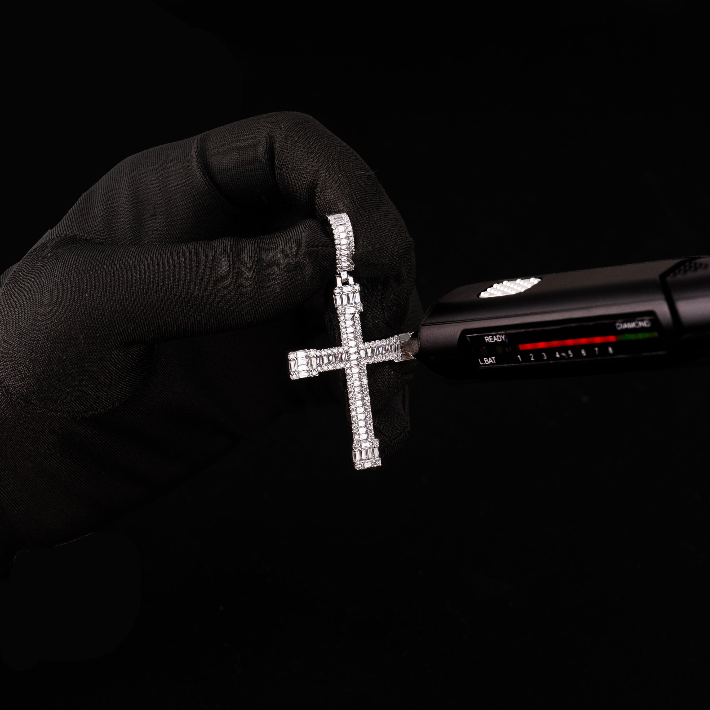 Iced Out Baguette Cross Pendant – Moissanite Hip Hop Necklace Charm – alternate product view 8